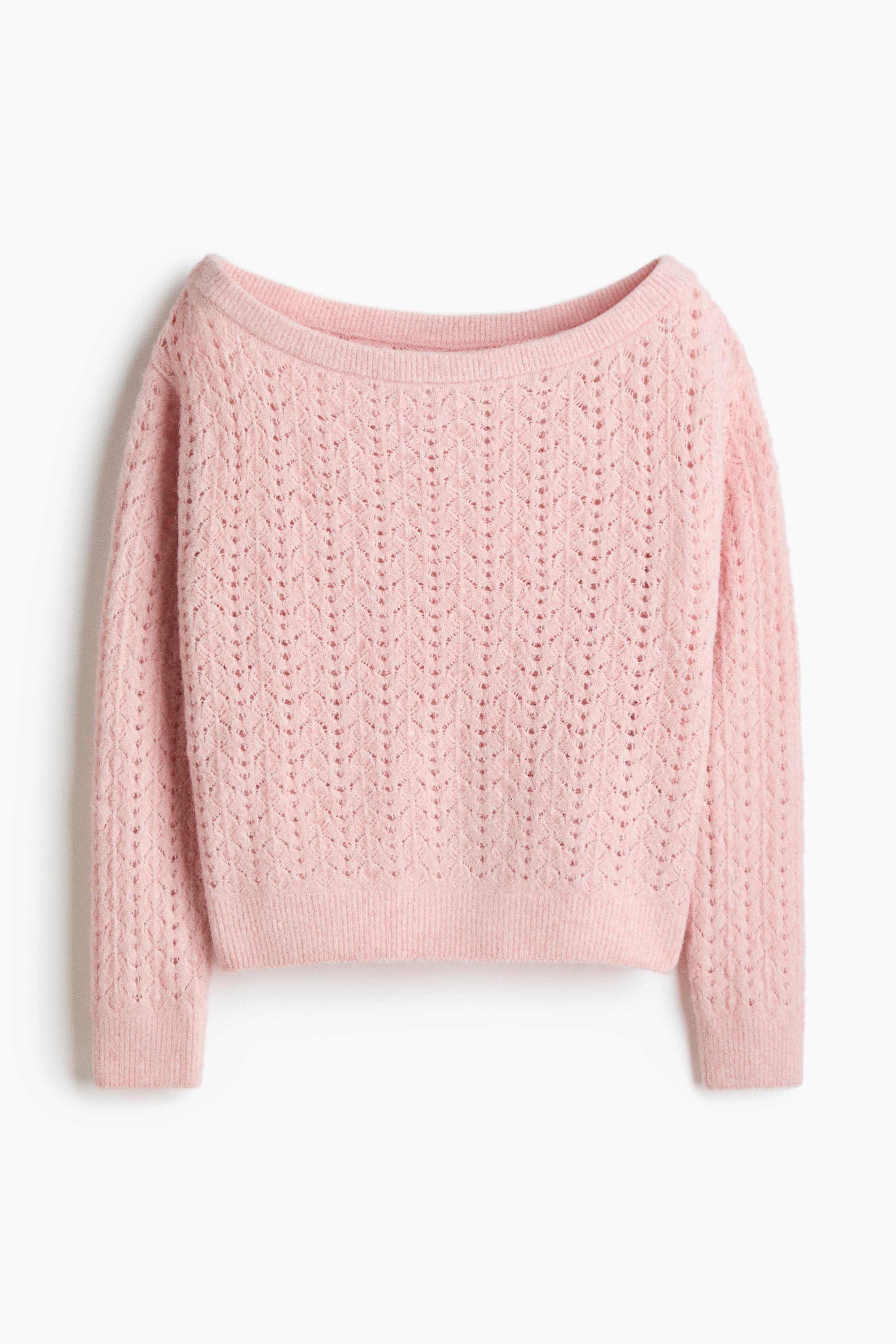 Pullover in maglia traforata a spalle scoperte - Rosa chiaro/Azzurro/Grigio chiaro