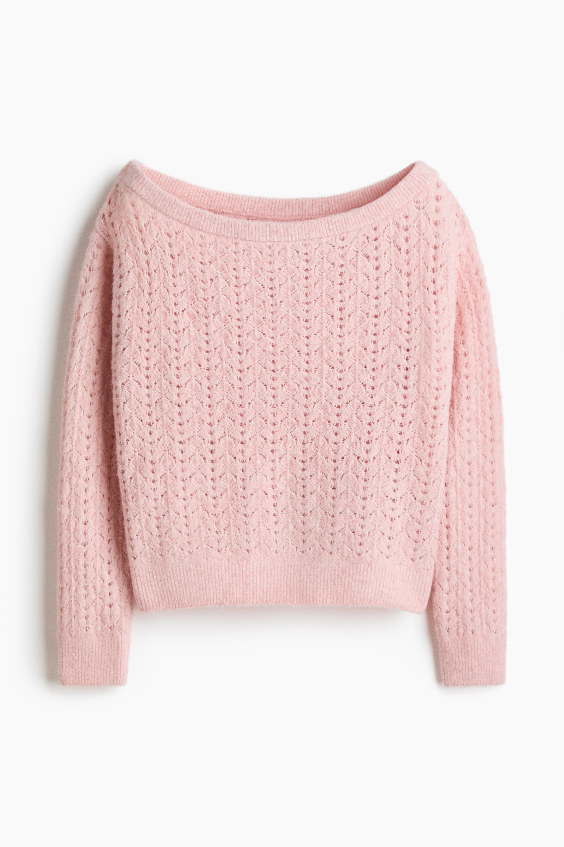 Pointelle-Knit Off-the-Shoulder Sweater