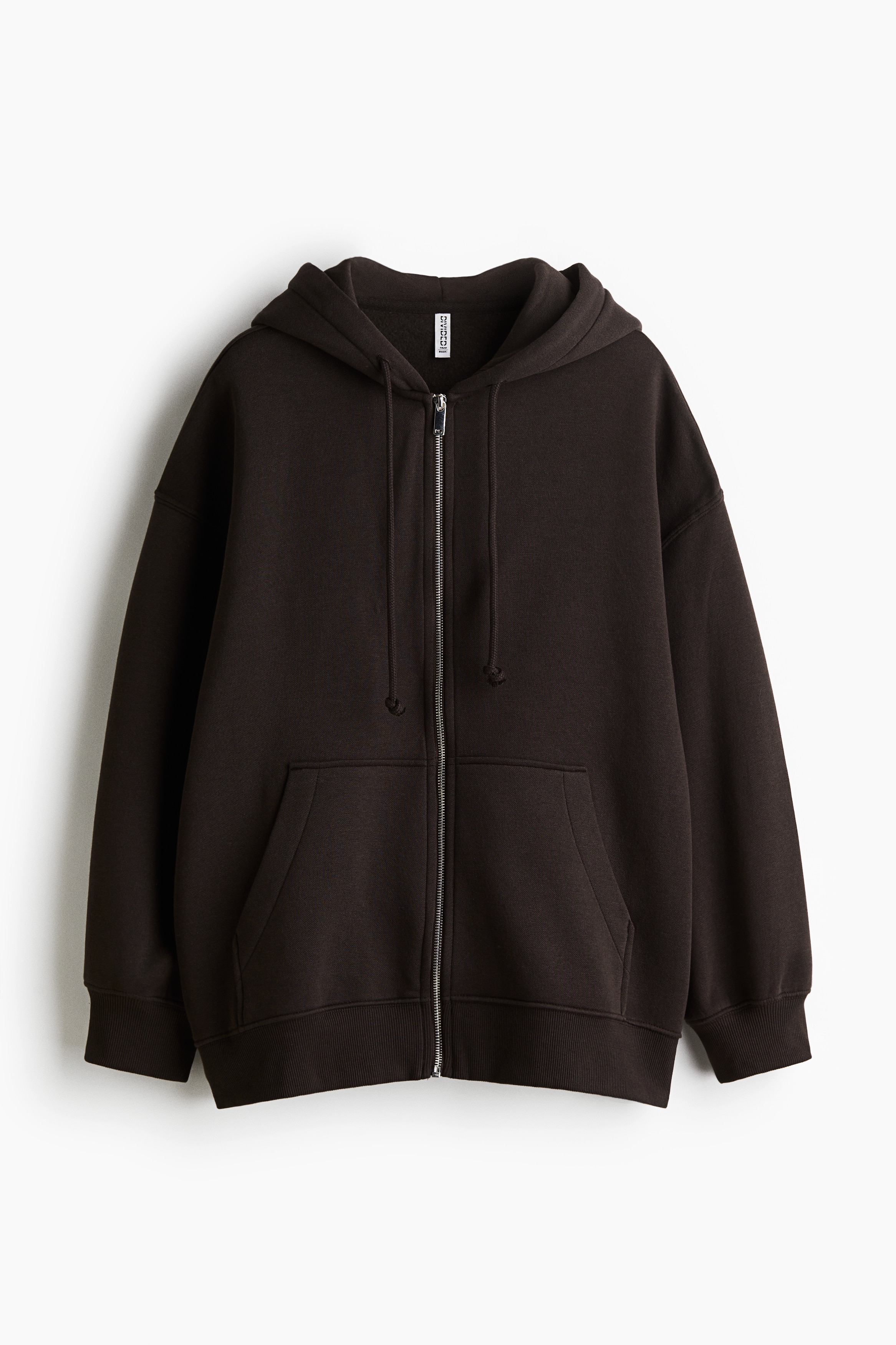 Oversized zip-through hoodie - Dark brown/Black/Light blue