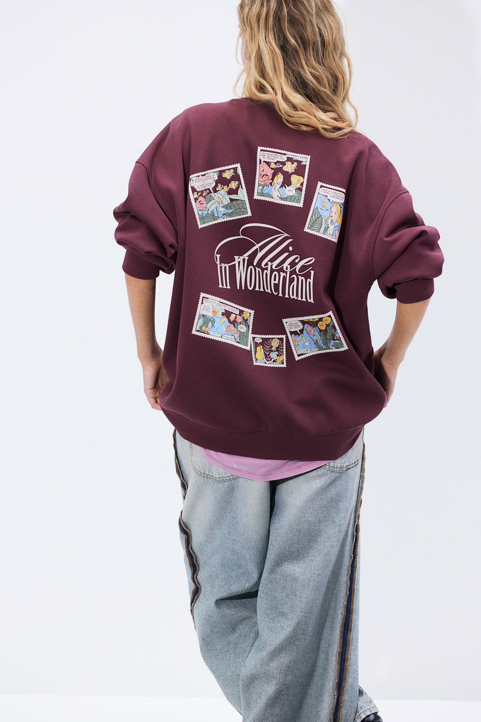 Oversized printed sweatshirt - Burgundy/Alice in Wonderland/Black/Elvis Presley/Dark grey/The British Museum/Light beige/The Beatles/Greige/Ramones/Cream/Sublime - 6