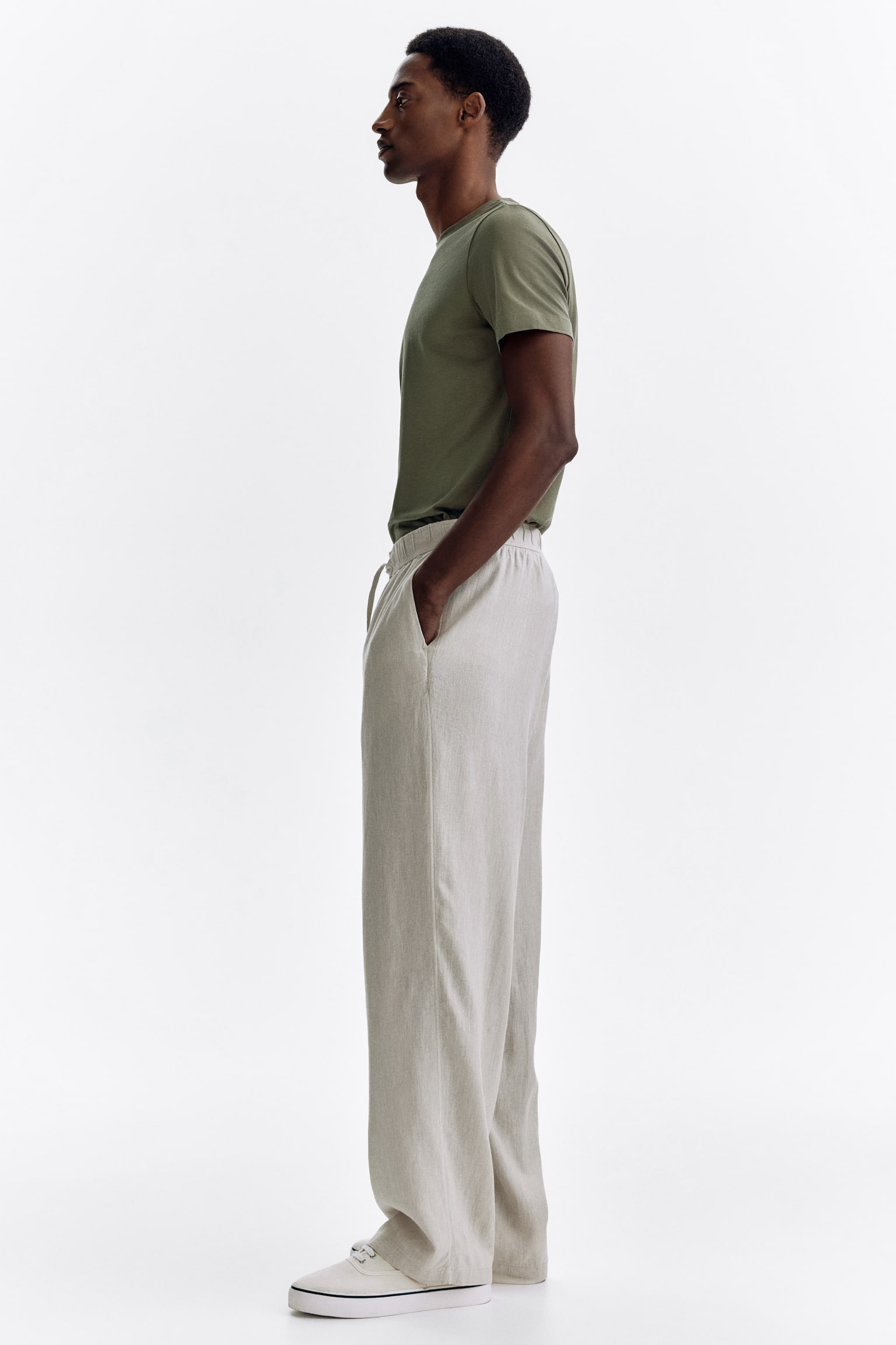 Pantalon Relaxed Fit en lin mélangé - Beige clair/Gris foncé/Blanc/Bleu marine - 4