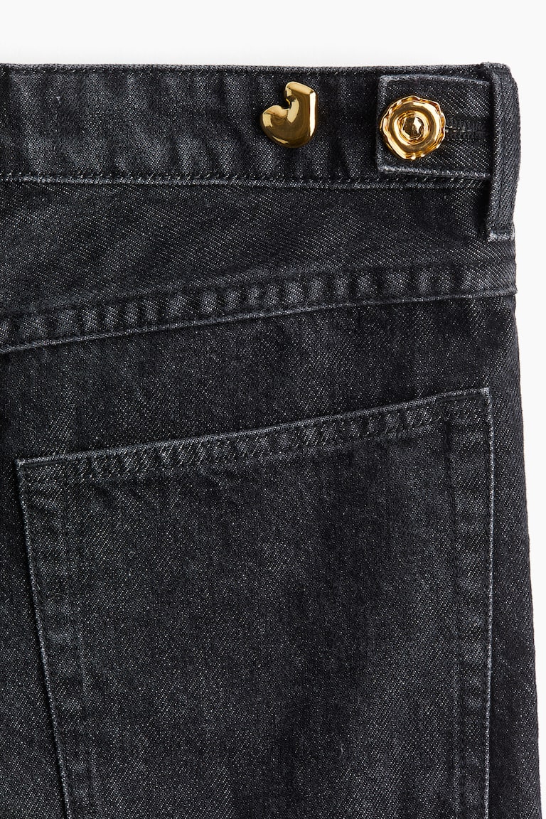 ステートメントボタン ワイドデニム - ブラック - レディース | H&M JP