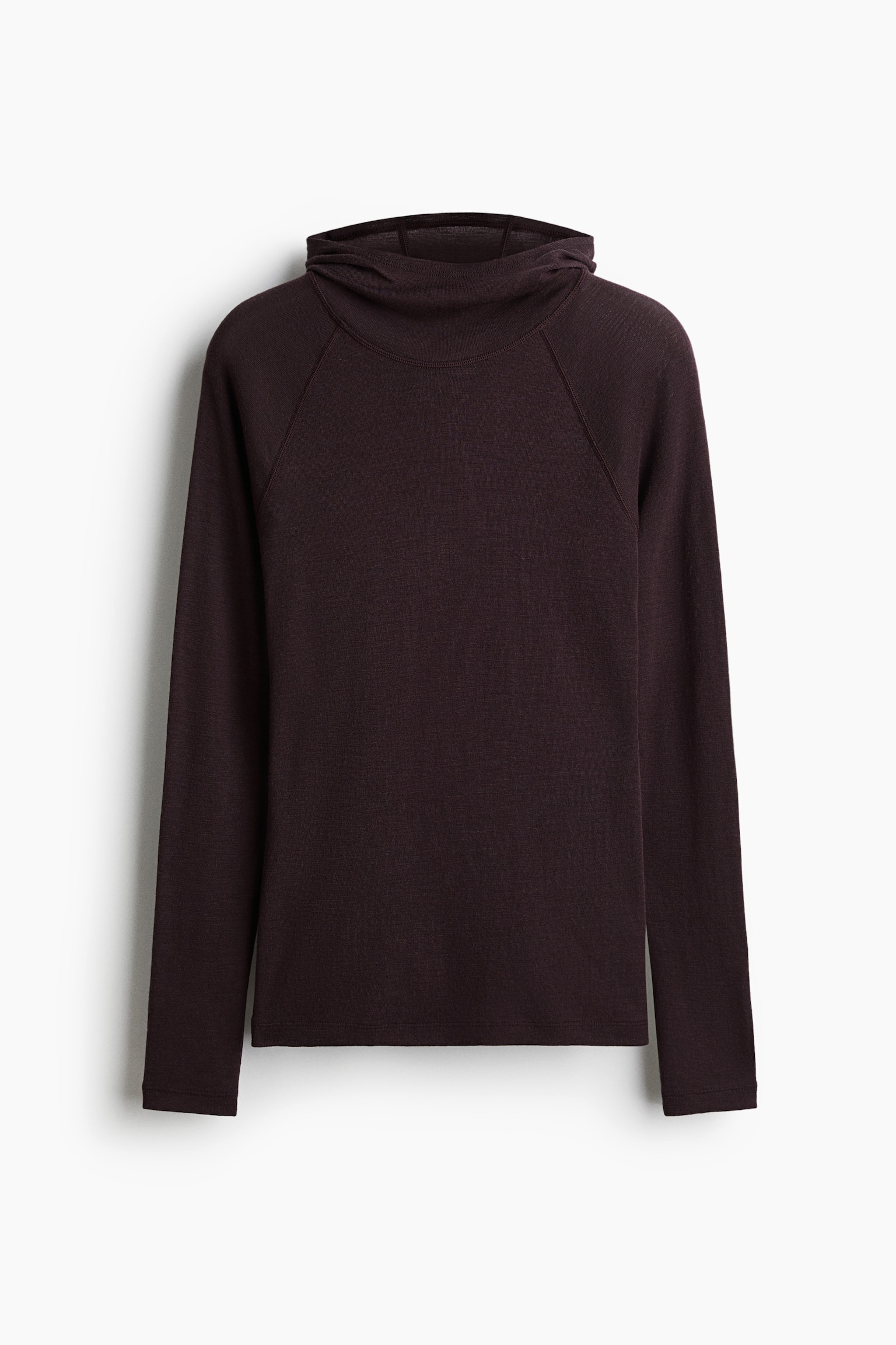 Wool hooded sports top - Aubergine purple/Light beige - 2