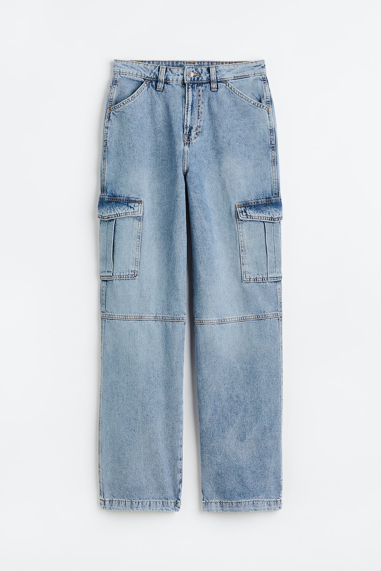 90s Baggy High Cargo Jeans - High waist - Extra-long legs - Denim blue ...