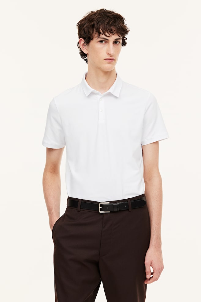 Slim Fit Polo shirt - White/Blue/Light grey marl - 1