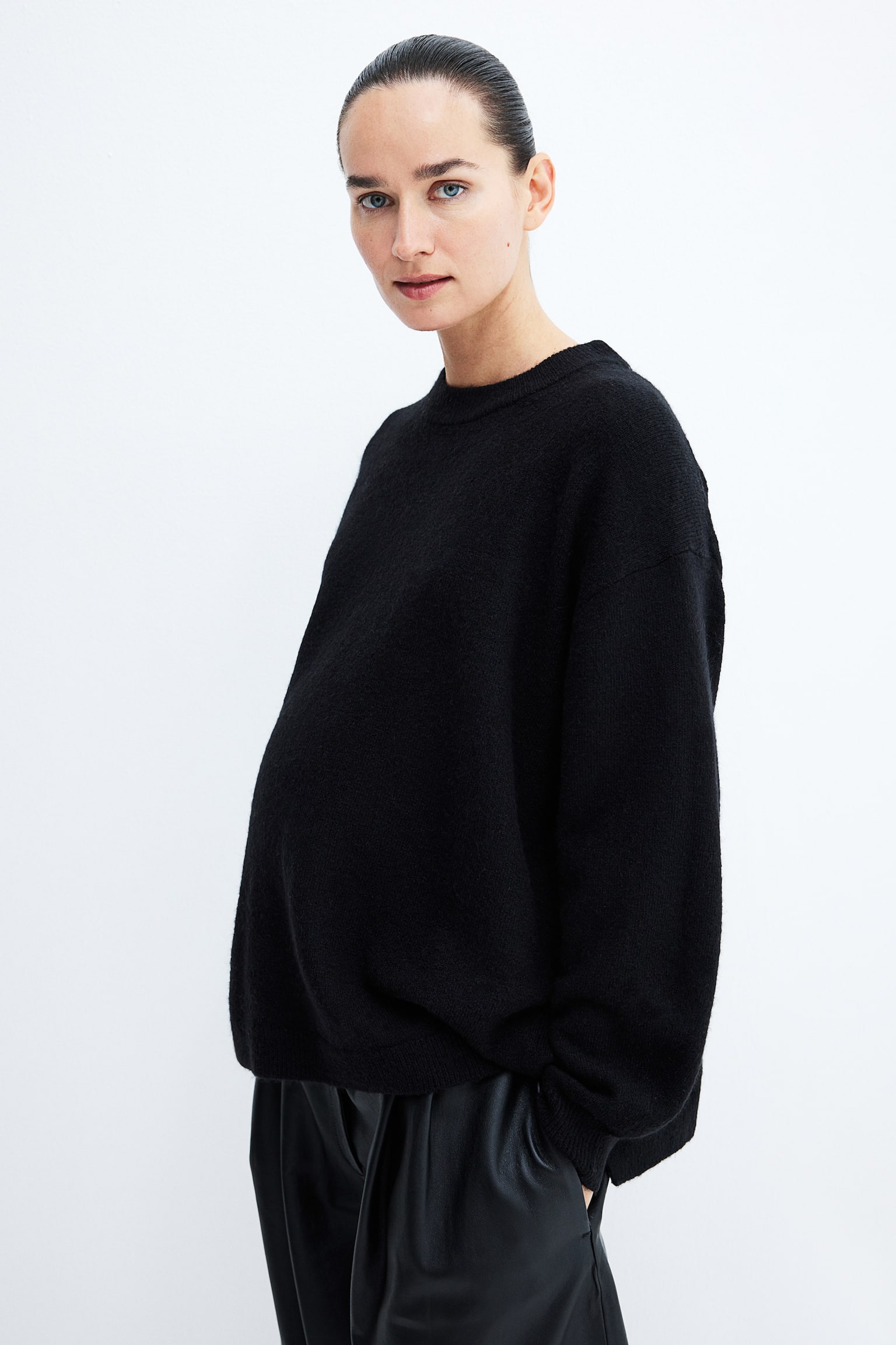 MAMA Slit-hem jumper - Black/Cream/Black striped/Dark grey marl/Light beige marl - 3