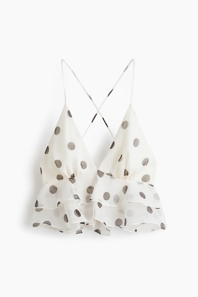 Flounced strappy top - White/Spotted - 1