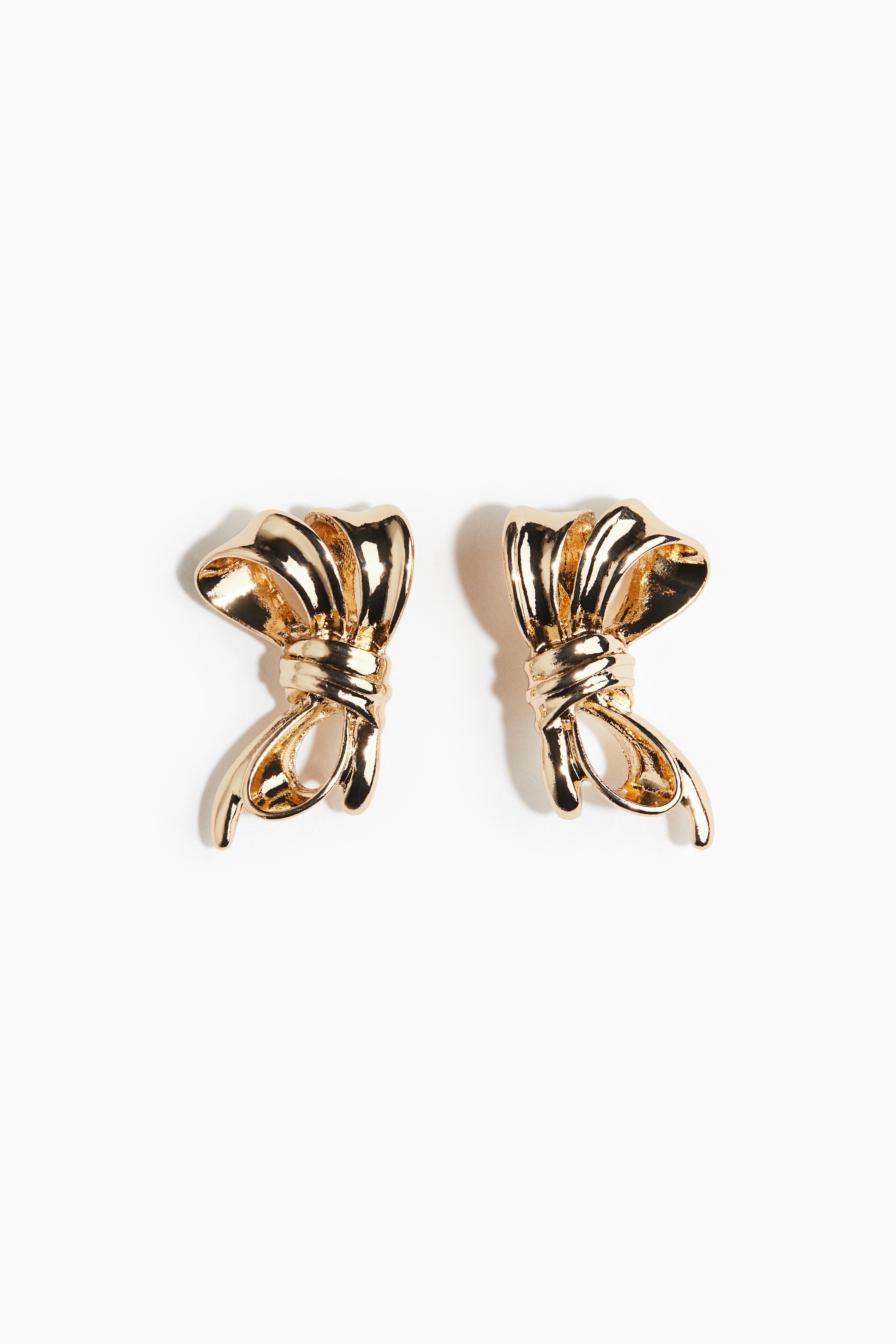 Ladies - Gold-coloured Ribbon-detail earrings  - H&M