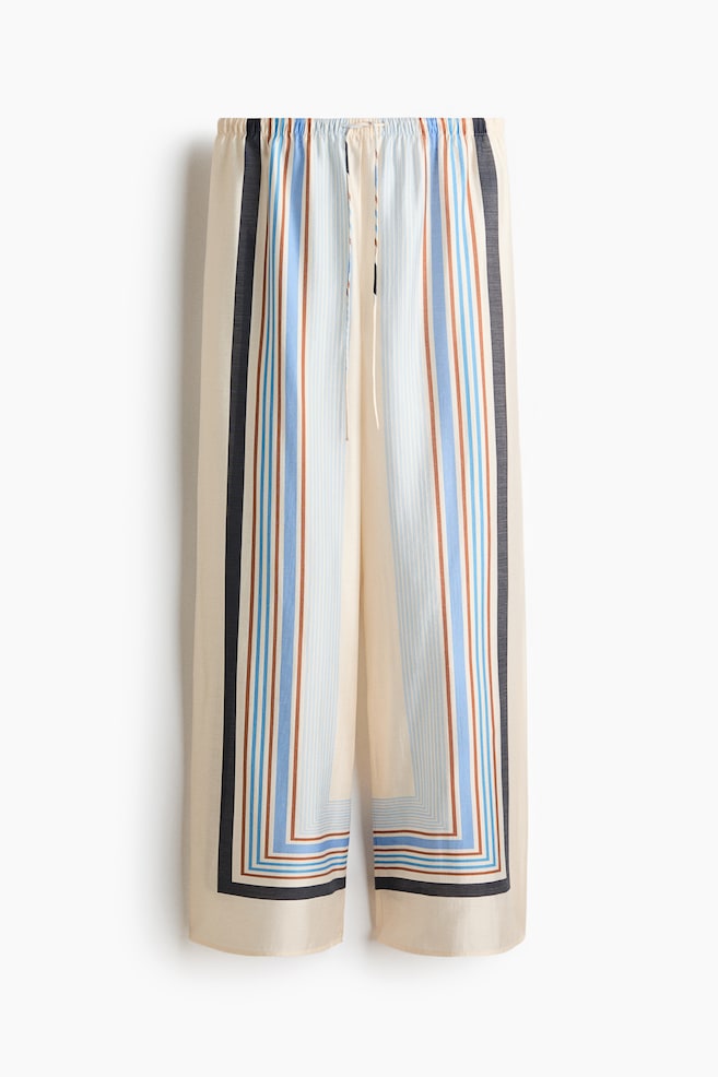 Pantalón amplio con cordón de ajuste - Beige claro/Azul/Azul claro/Rayas/Azul claro/Rayas - 1