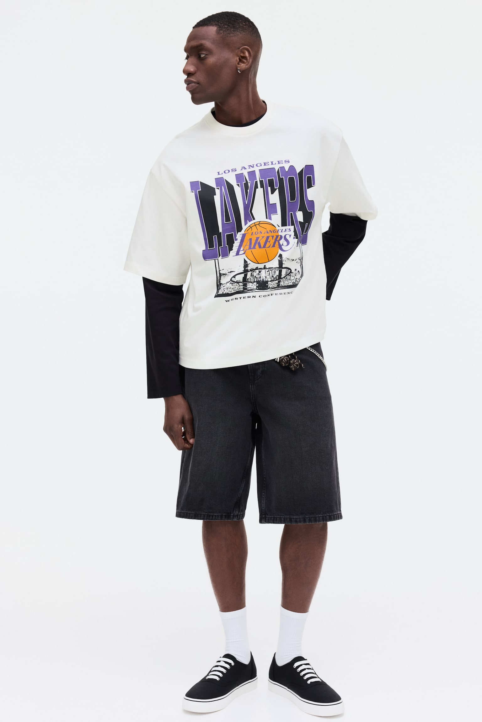 Playera Oversized Fit con diseño - Blanco/NBA/Negro/NBA/Negro/NBA - 6