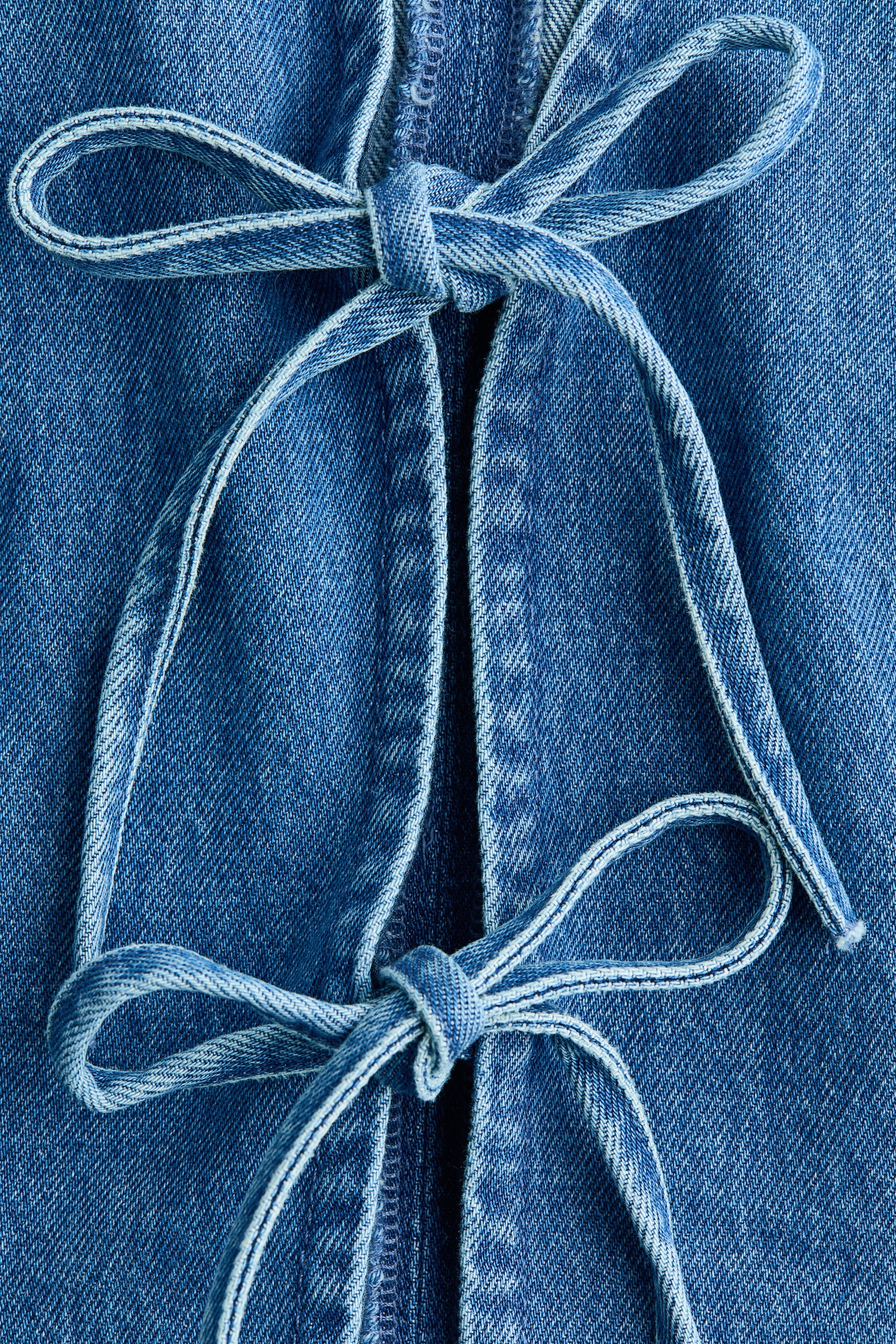 Tie-front denim waistcoat - Denim blue - 3