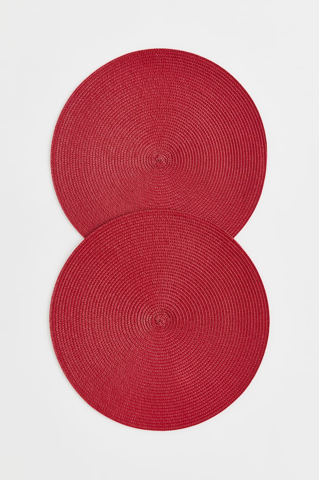 2-pack round table mats - Red/Anthracite grey/Light beige/Beige/dc/dc/dc - 1