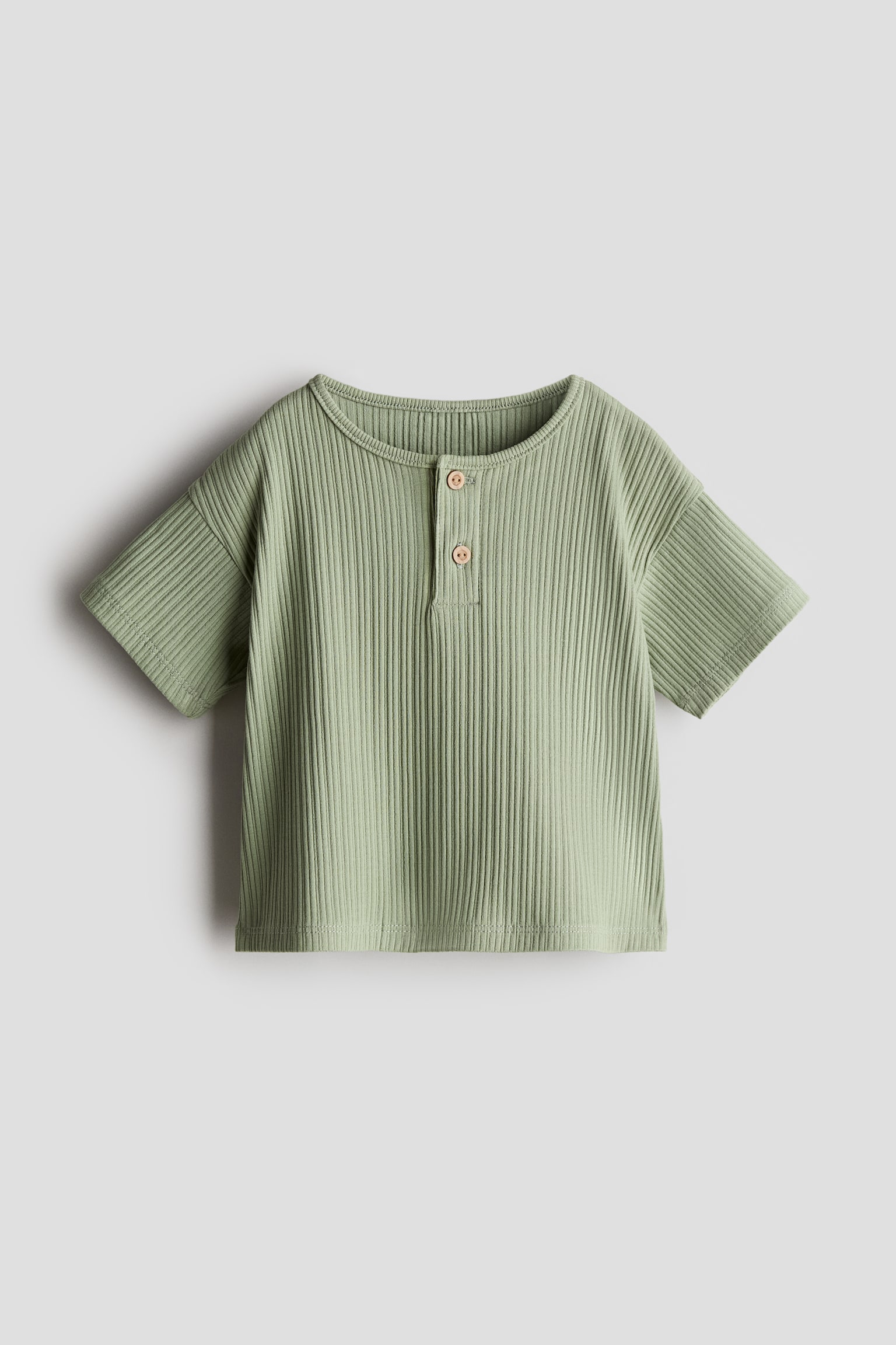 Ribbed Henley top - Light green/Cream/Dark grey - 1