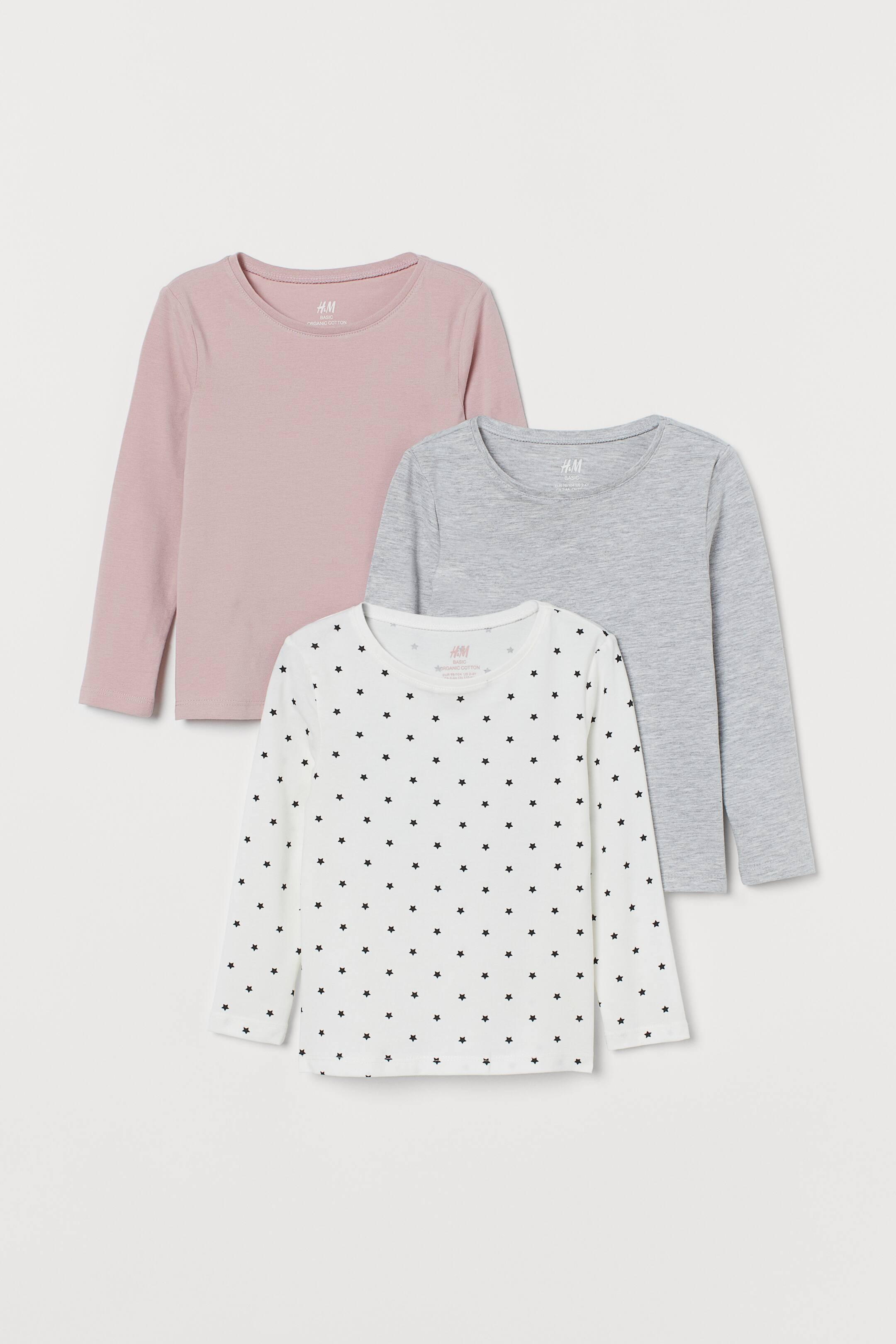 Visa större bild: 3-pack långärmad tröja - Gammelrosa/Stjärnor - BARN | H&M SE 1