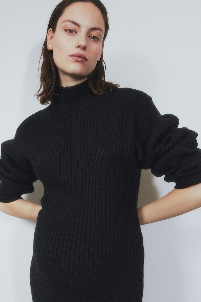 MAMA Rib-knit turtleneck dress - Black - 6