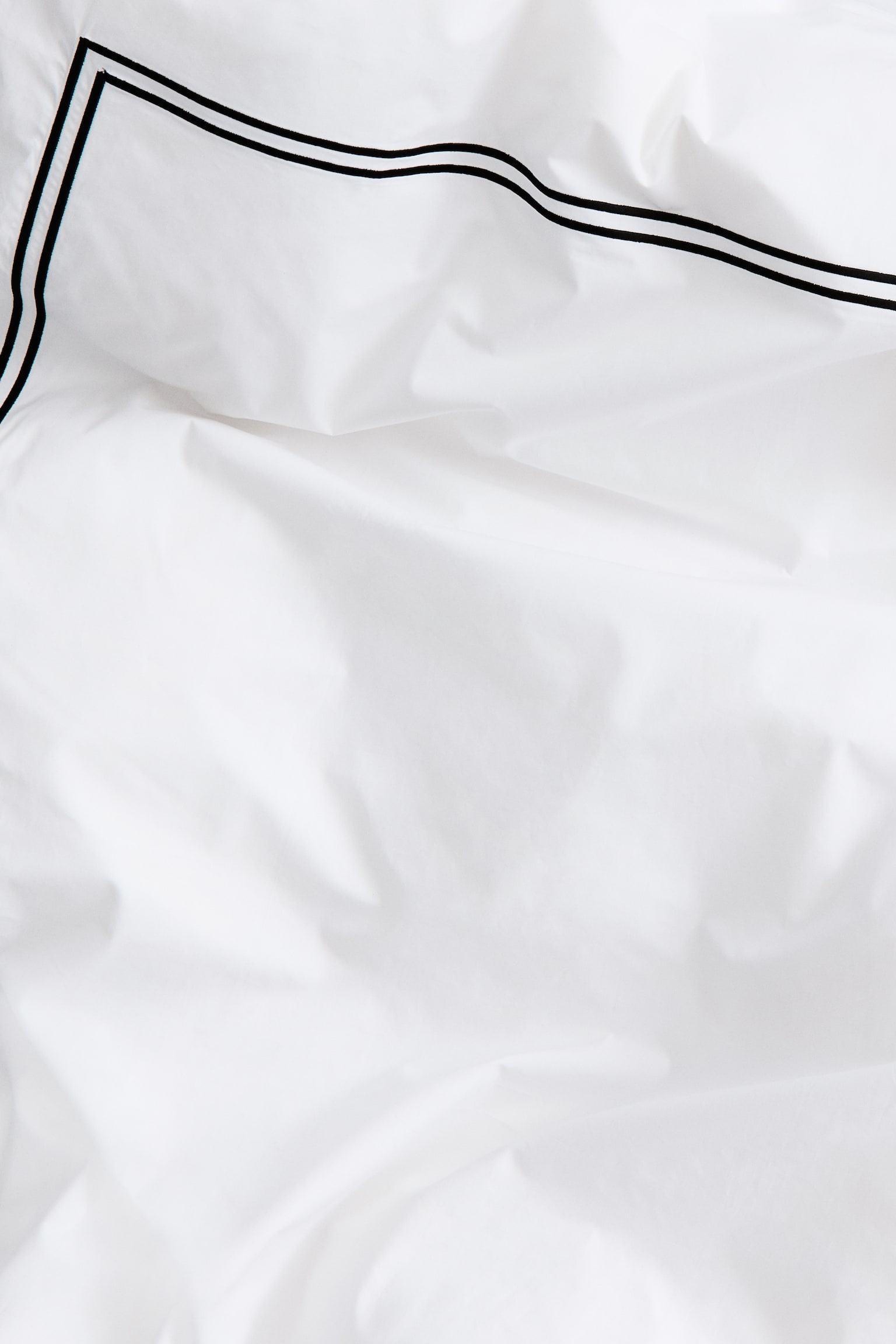 Cotton percale single duvet cover set - White/Black/White - 4