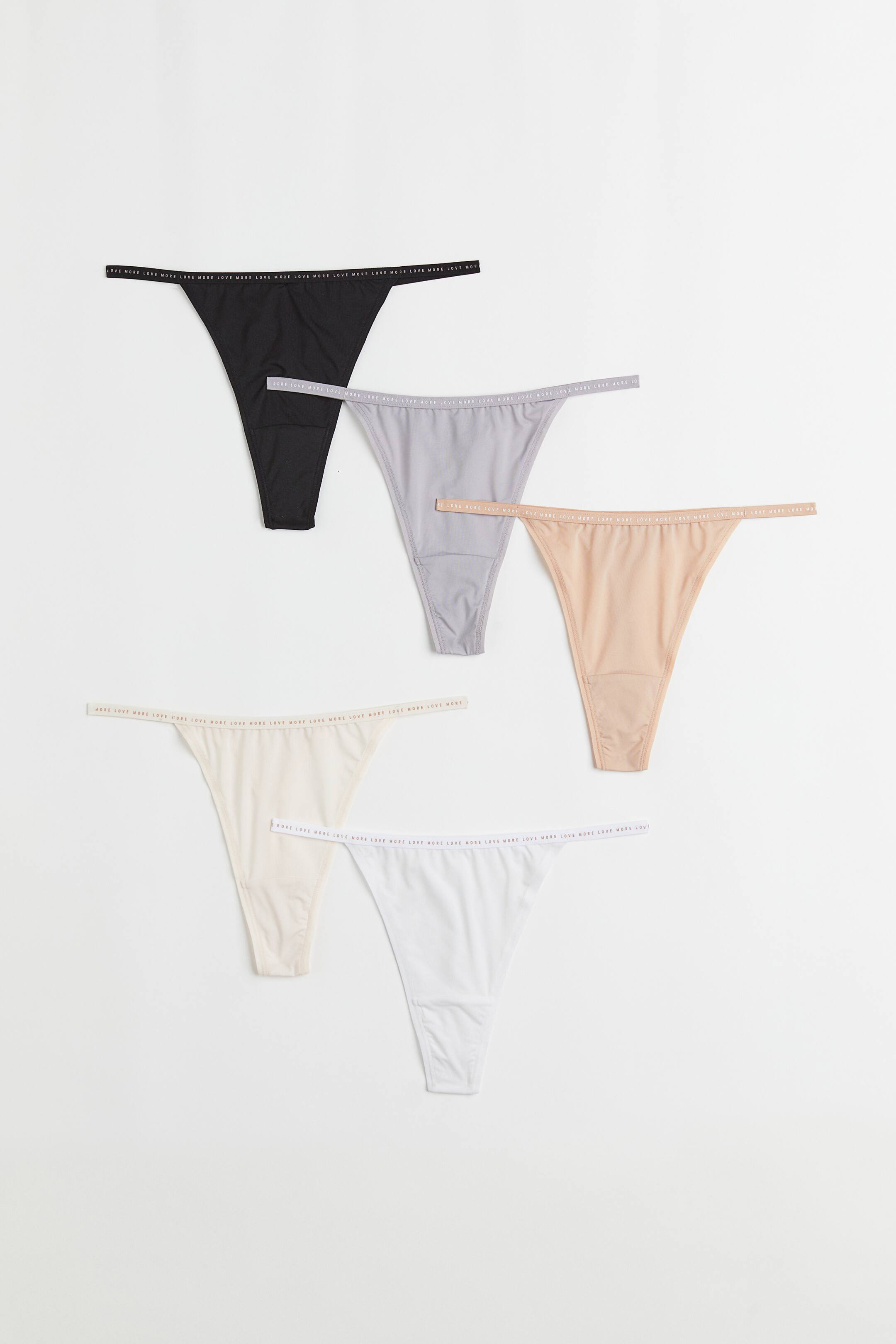 5er-Pack Strings - Schwarz/Love More - Ladies | H&M AT
