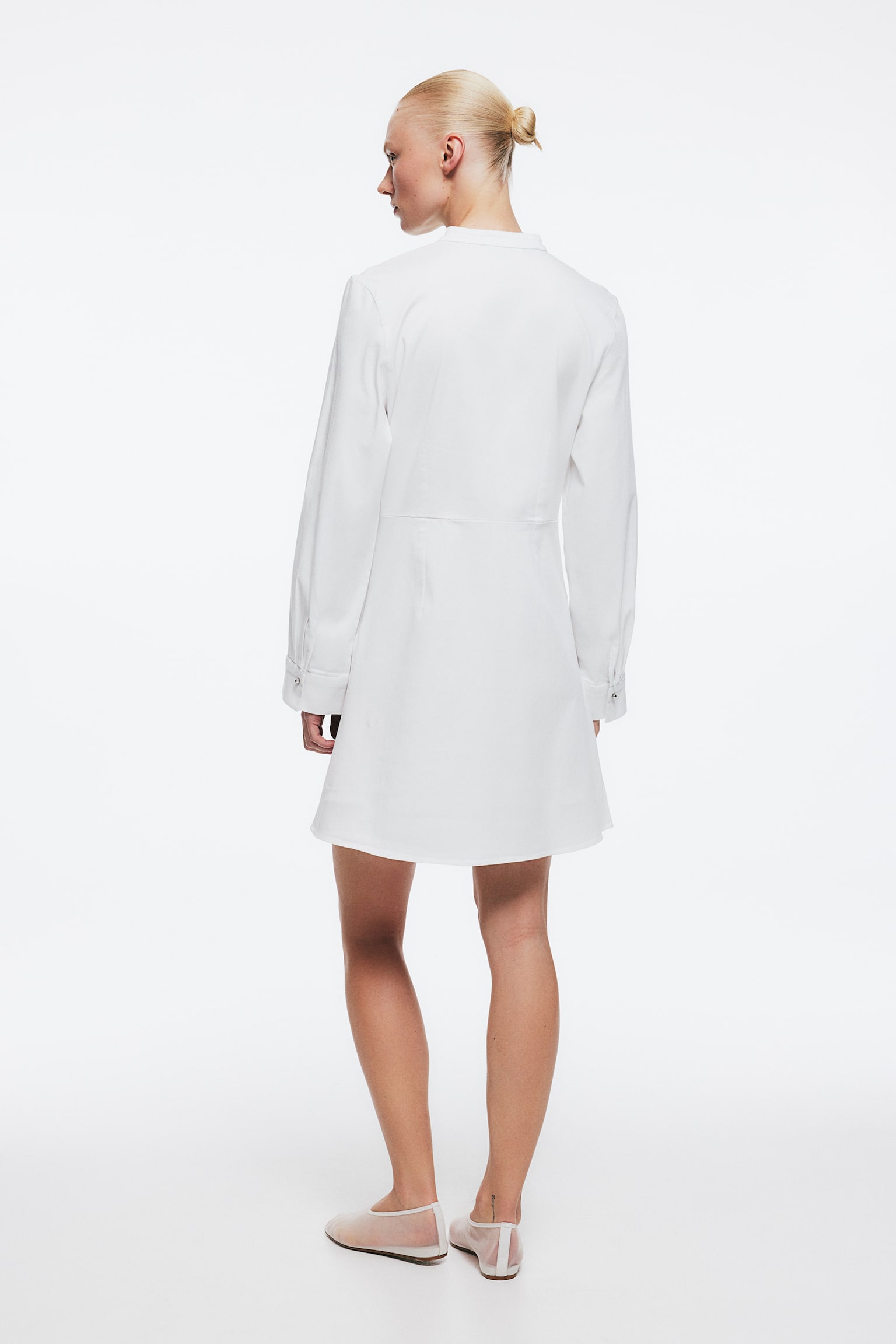 Robe avec détail en broderie anglaise - Blanc - 4