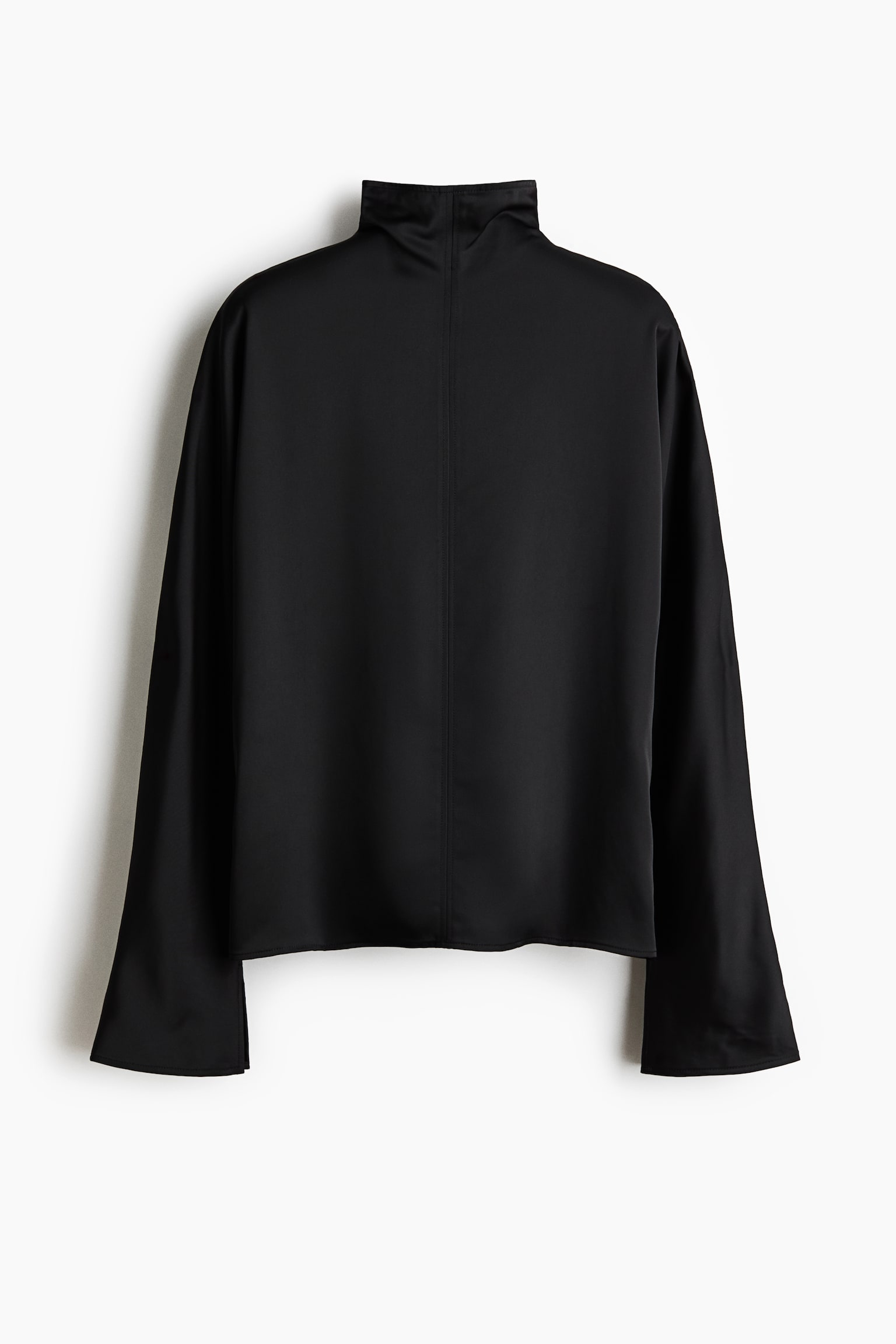 Женская блузка H&M Satin Mock Turtleneck Blouse, цвет: Чёрный — фото 1