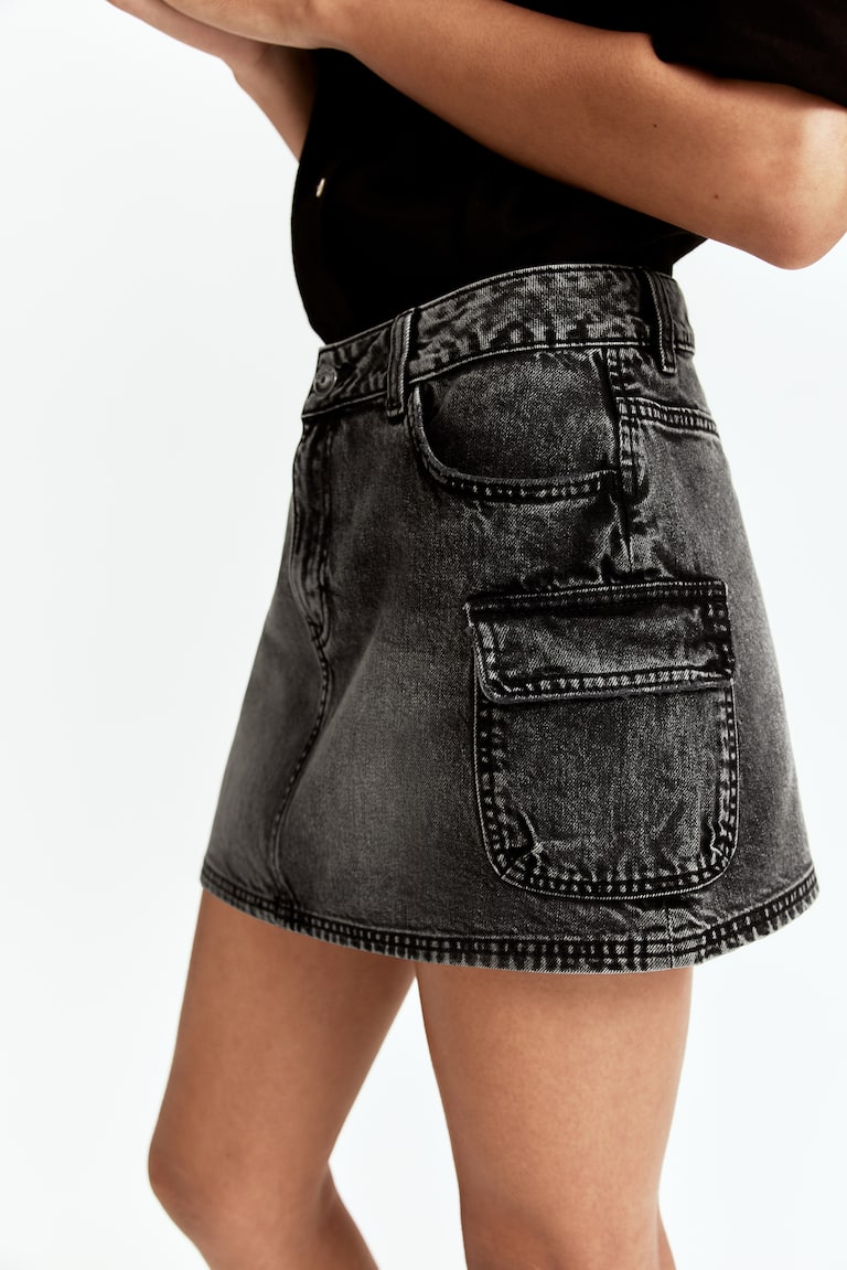 Denim cargo mini skirt Dark denim grey Ladies H&M GB