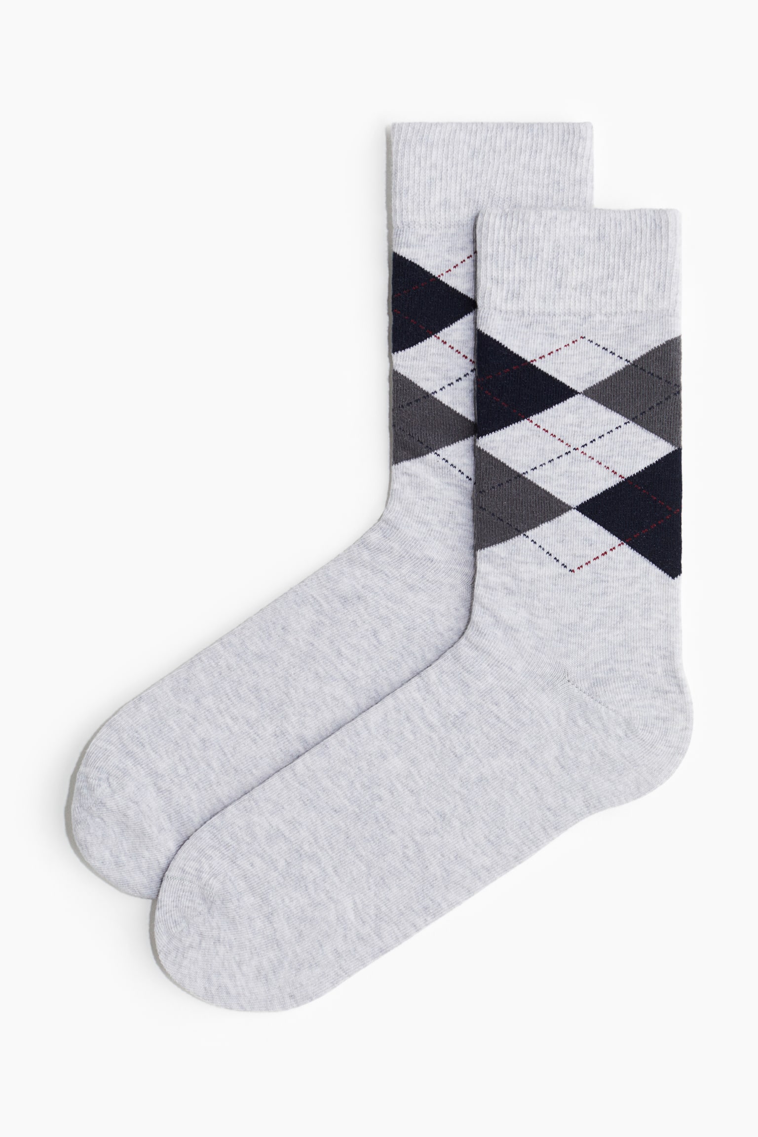 Patterned socks - Grey/Argyle-patterned/Black/Argyle-patterned/Beige/Argyle-patterned/Navy blue/Leaves/Blue/Leaves - 1