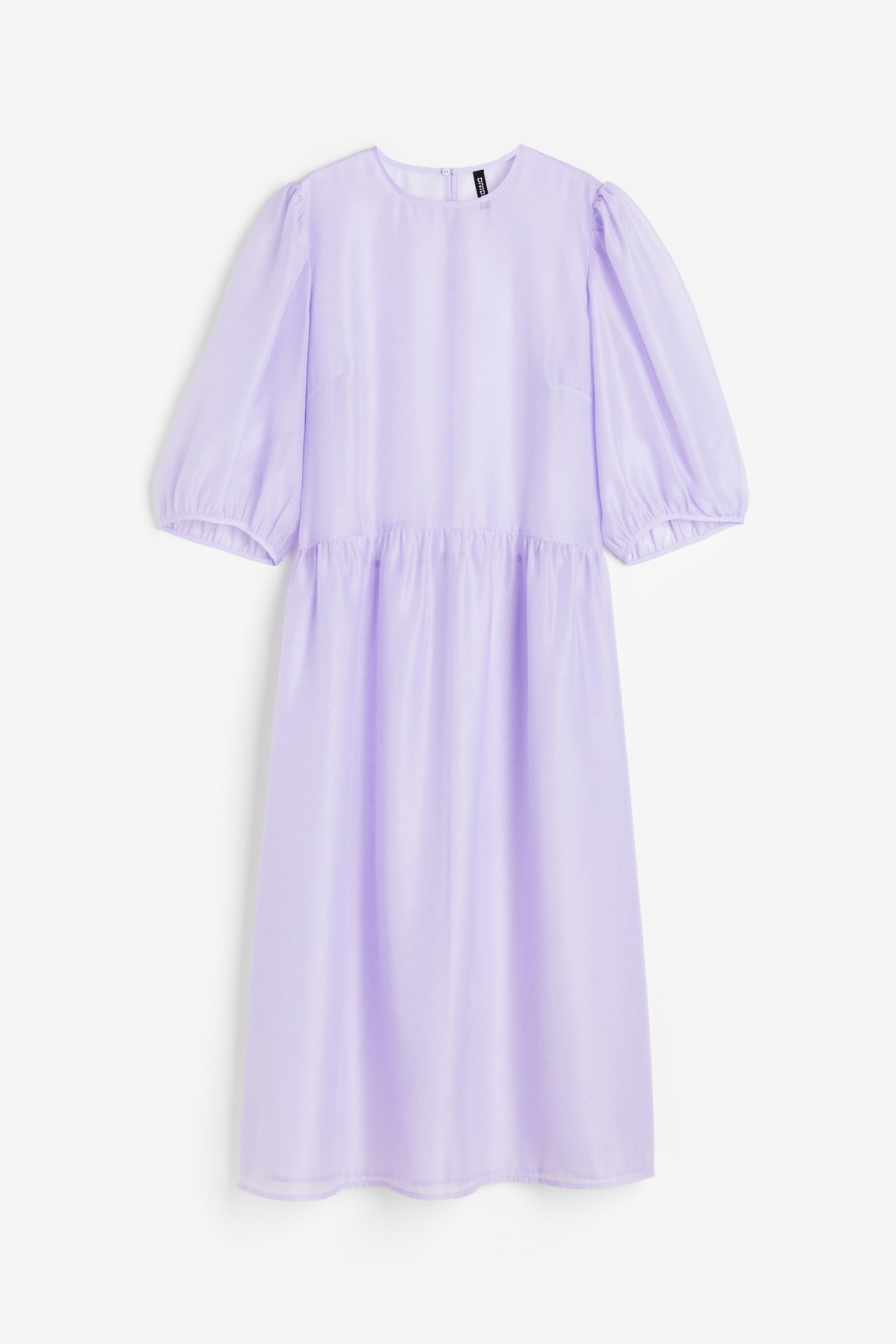 Puff-sleeved organza dress - Light purple - 1