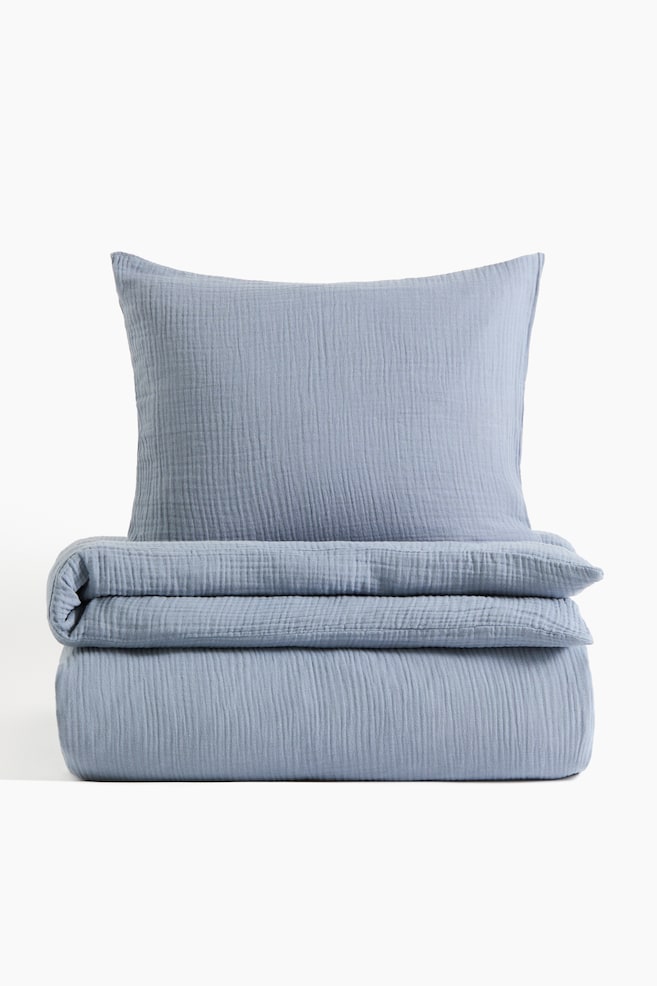 Muslin Twin Duvet Cover Set - Dusty blue/White/Dusty pink/Light taupe/Charcoal gray/Light dusty blue/Light beige/Green/Taupe - 1