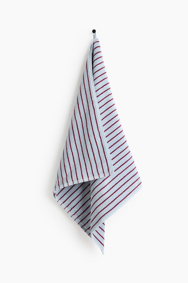 Striped Bath Towel - Light blue/dark red striped/Light gray/blue striped - 1