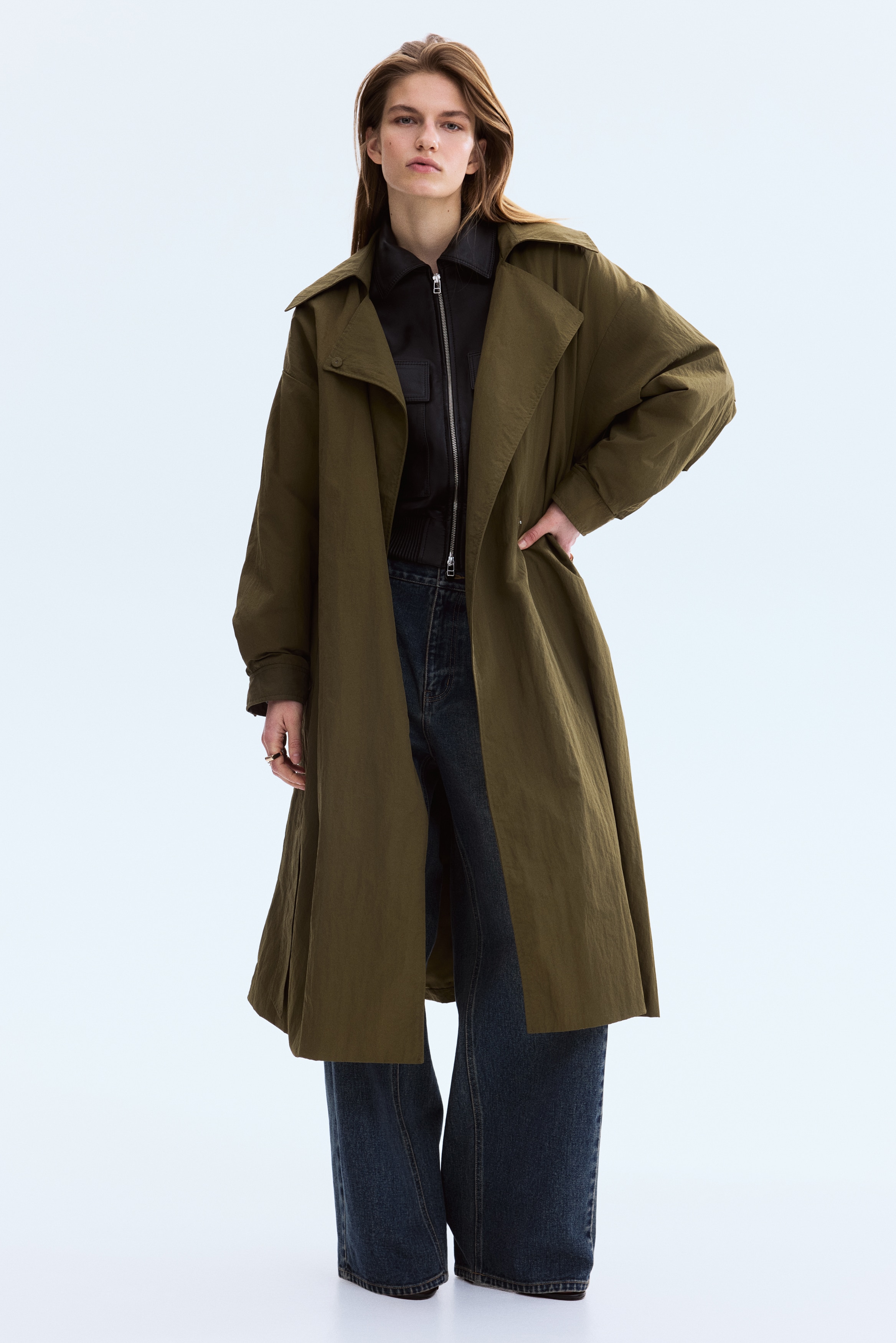 Trench-coat en nylon - Vert kaki foncé