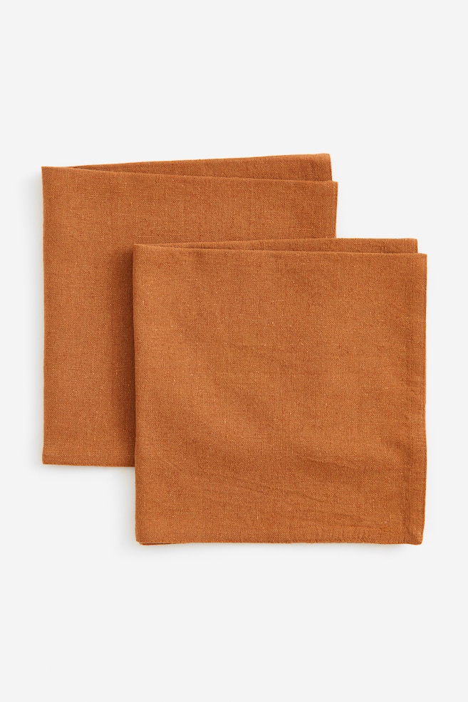 2-pack linen-blend napkins  - Brown/Brown/Orange - 2