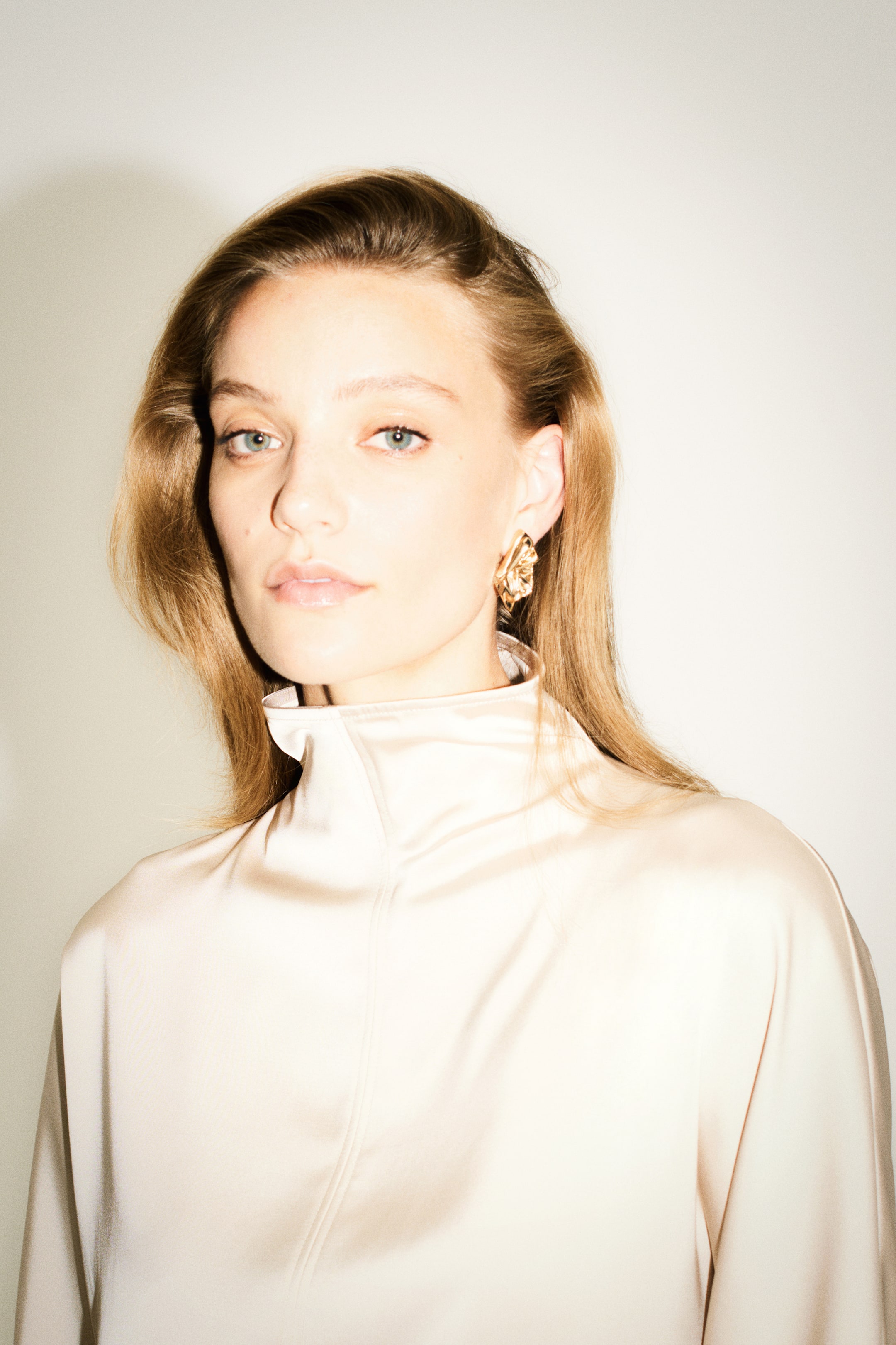 Satin Mock Turtleneck Top