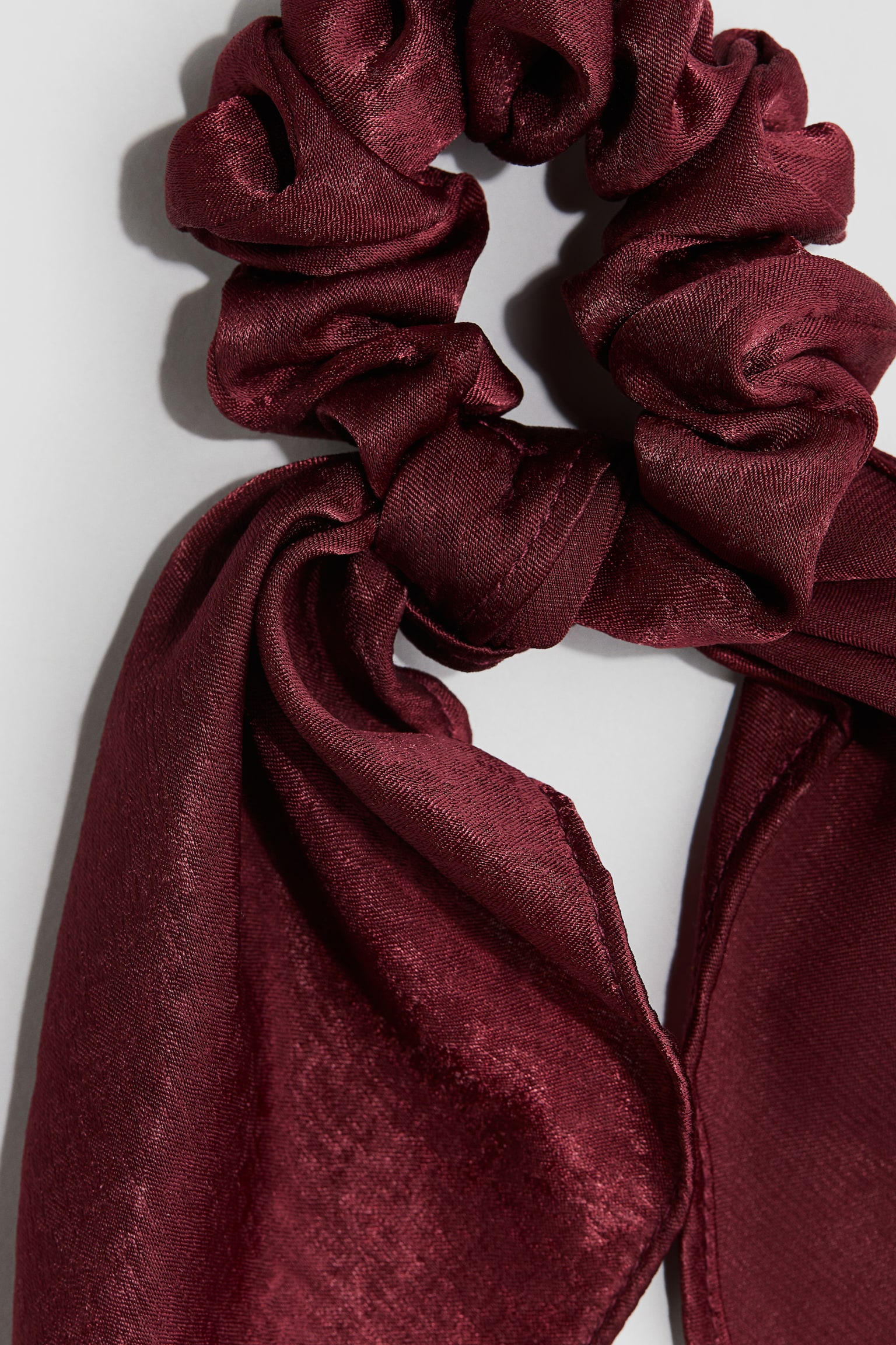 Scarf-detail scrunchie - Dark red/Black - 2