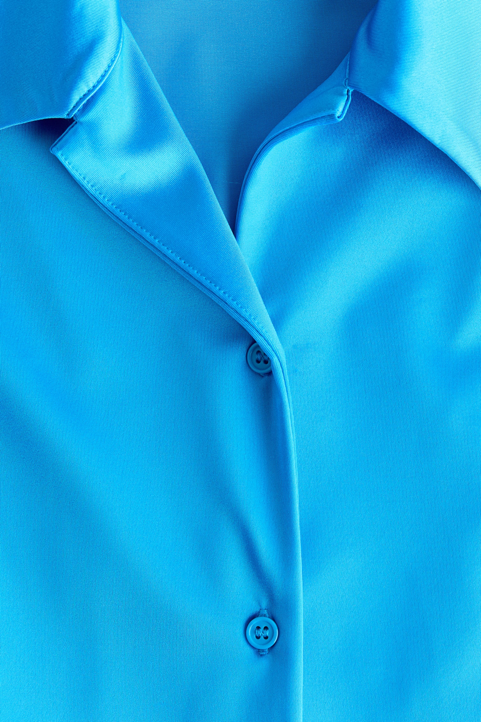 Женская рубашка H&M Fitted Jersey Shirt, цвет: Яркий синий — фото 5