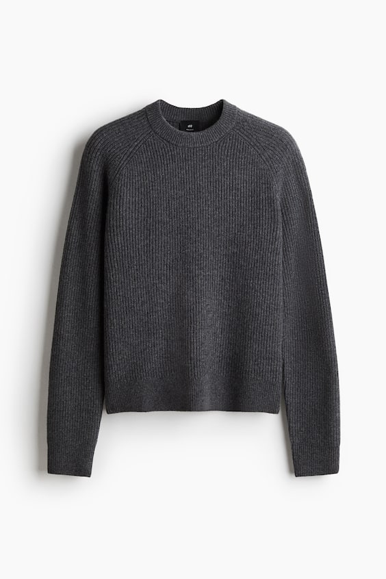 Wełniany sweter w prążki Regular Fit