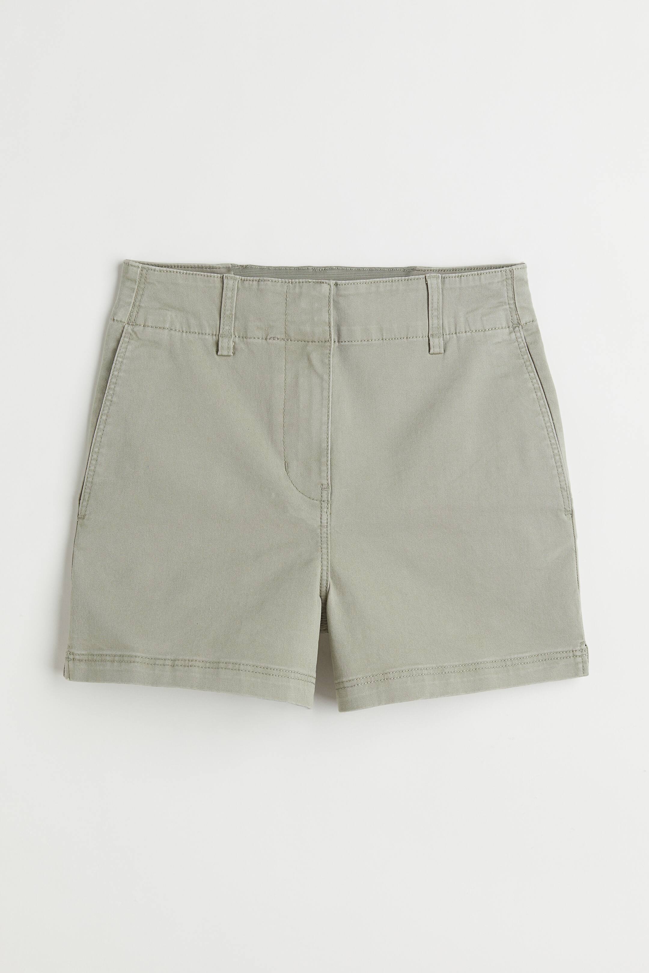 Xem ảnh lớn hơn: Quần short cotton dệt chéo - Màu xanh kaki nhạt - Ladies | H&M VN 1