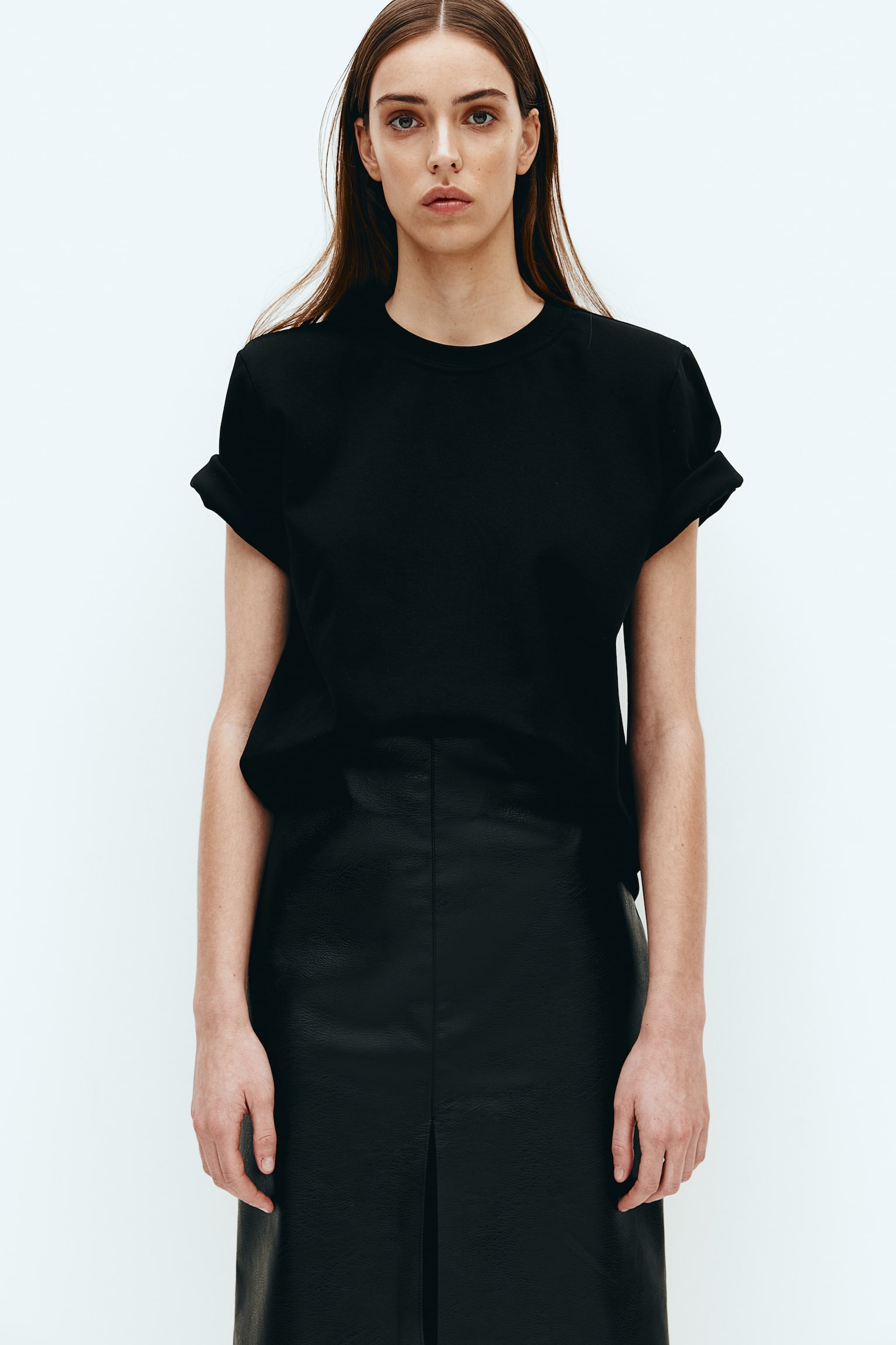 Coated Pencil Skirt - Black - 3