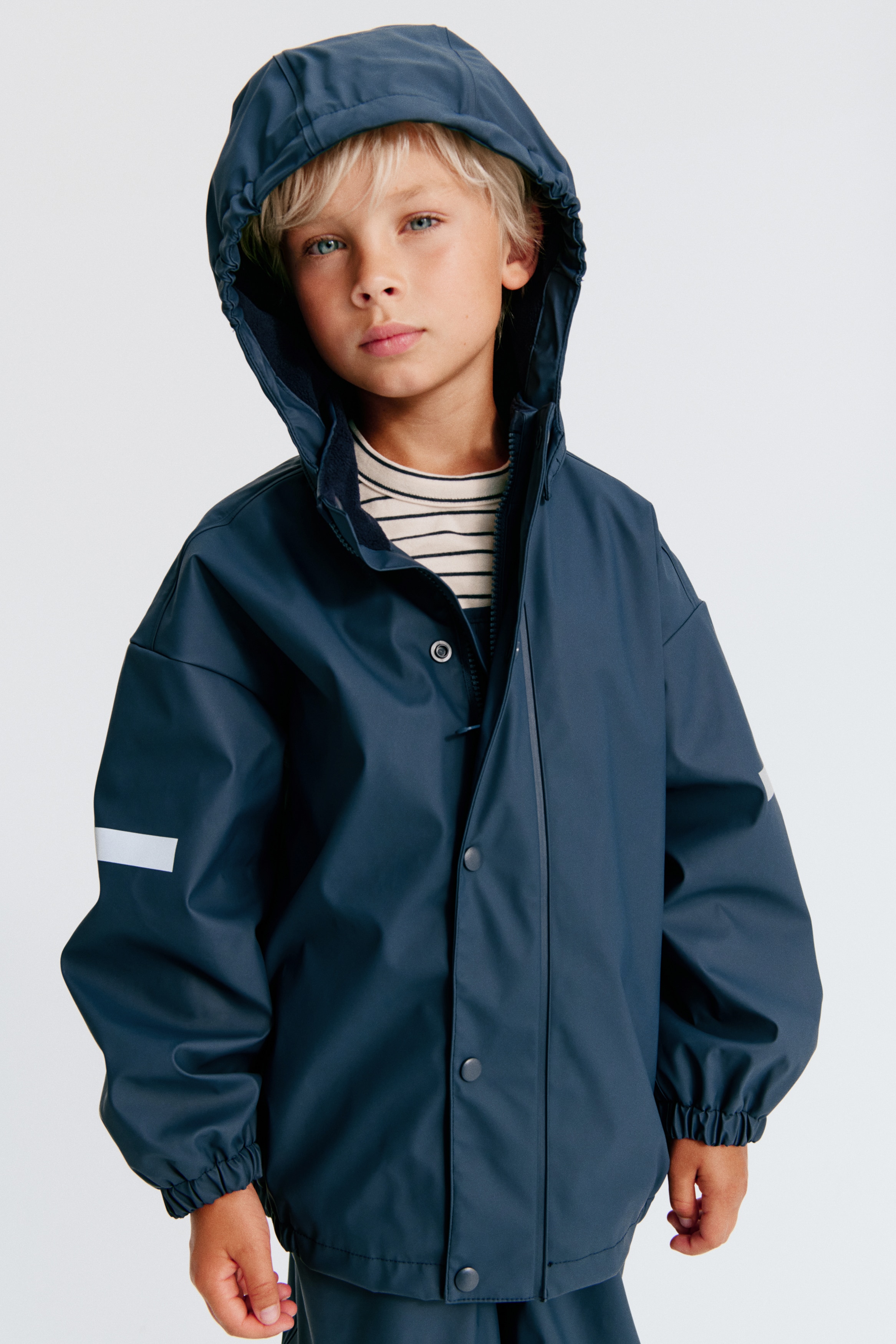 Fleece-lined rain jacketModel