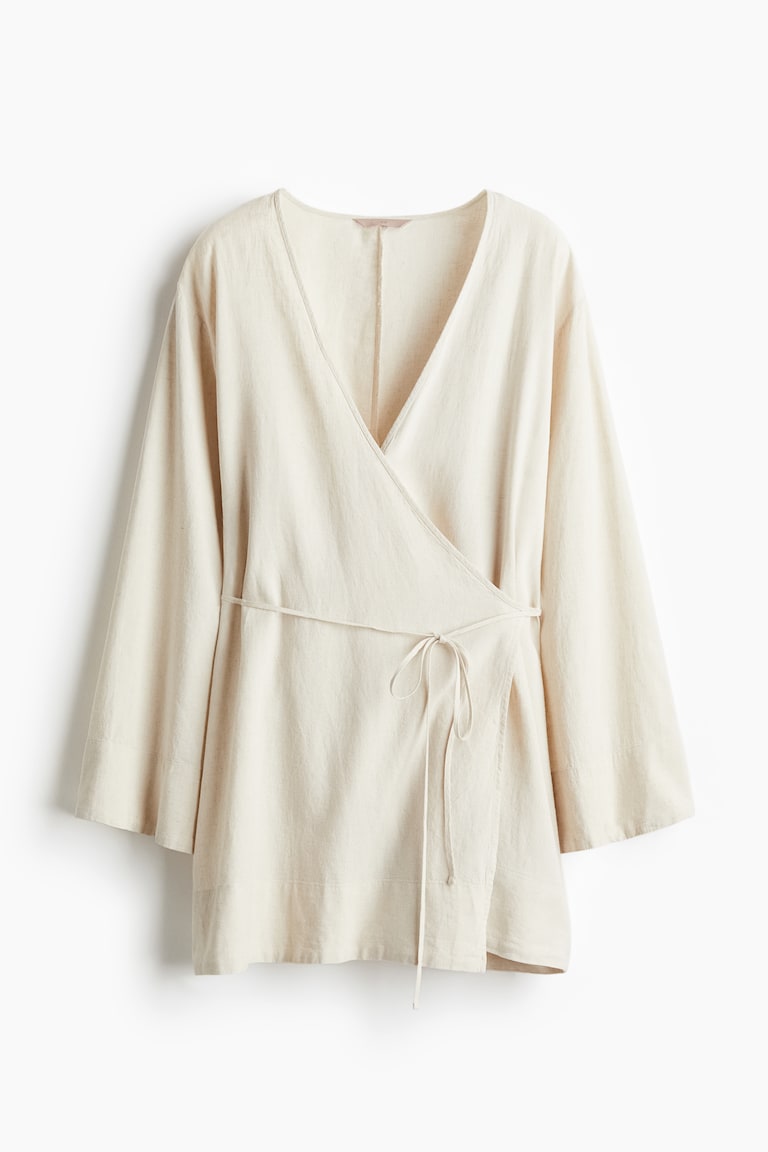 h&m linen dressing gown Muslin dressing gown - anthracite grey