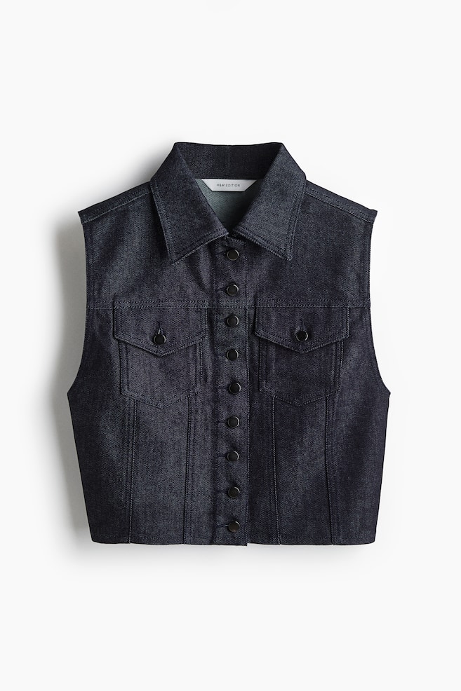 Veste sans manches en denim - Bleu denim foncé - 1