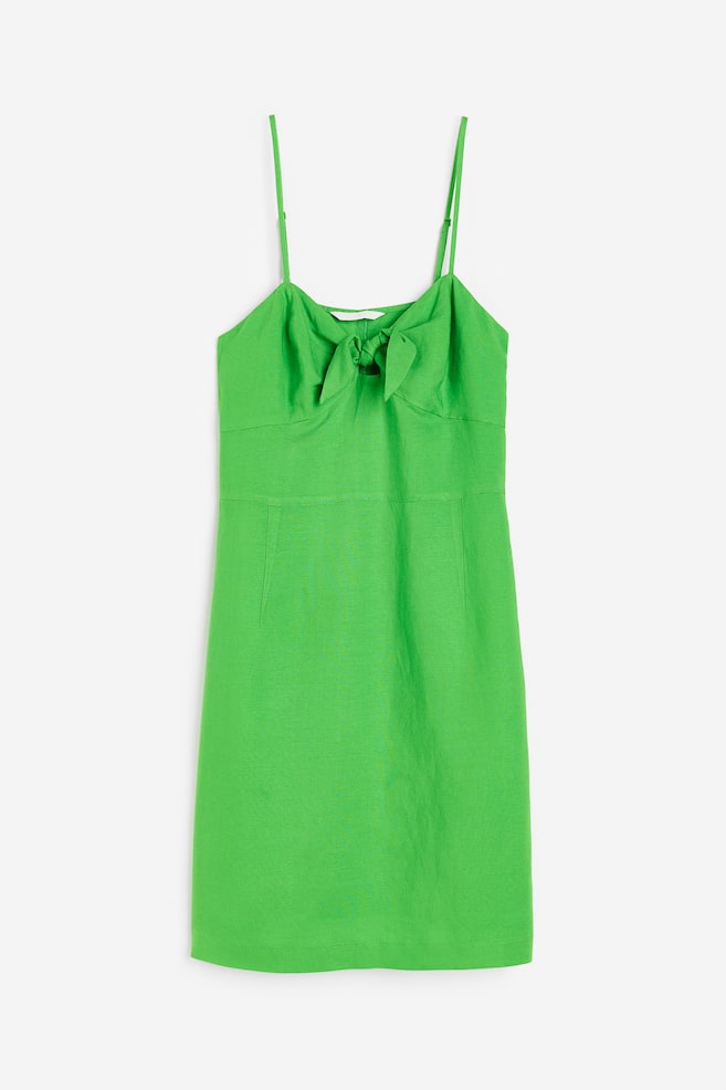 Linen-blend dress - Green - 1