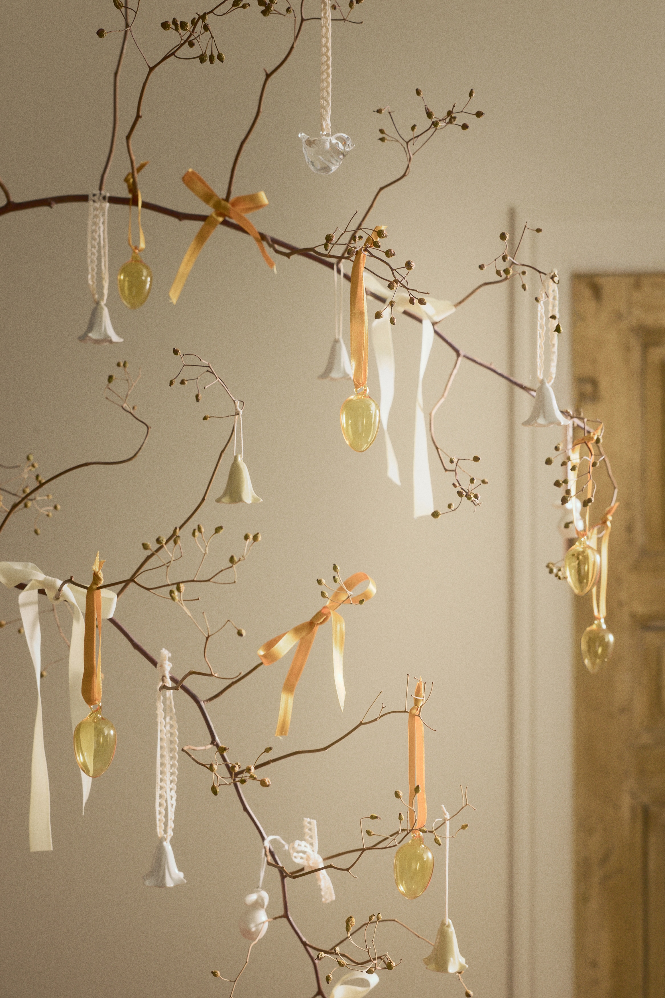 Set van 6 glazen met paasdecoraties - Geel