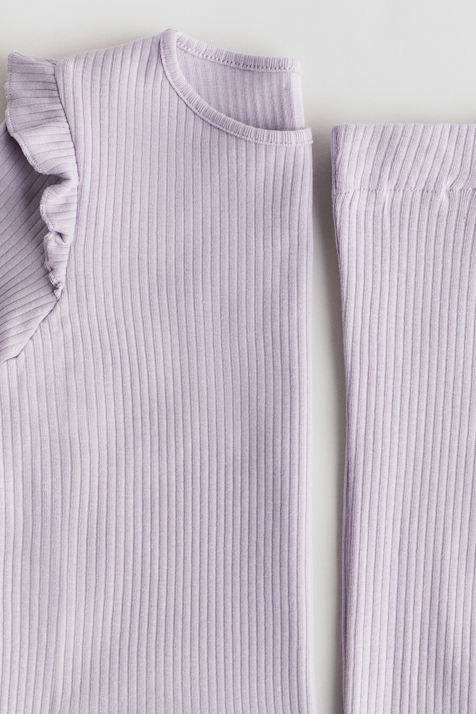 Dvodelni komplet od rebrastog pamuka - Svetloljubičasta/Crvena/Prašnjavozelena/Svetloružičasta - 2