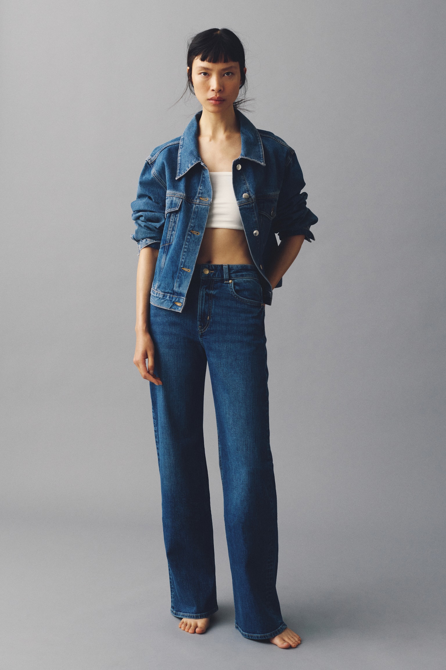 하이웨이스트 와이드 진 - 데님 블루/다크 데님 블루/화이트/화이트/라이트 데님 블루/다크 데님 그레이/라이트 데님 블루/다크 데님 블루/데님 블루/다크 데님 블루/네이비 데님 블루 - 5