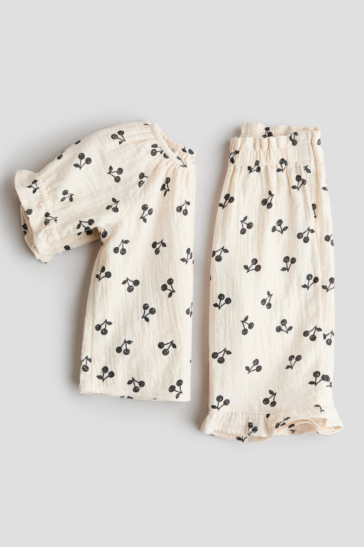 2-piece printed muslin set - Light beige/Cherries - 3