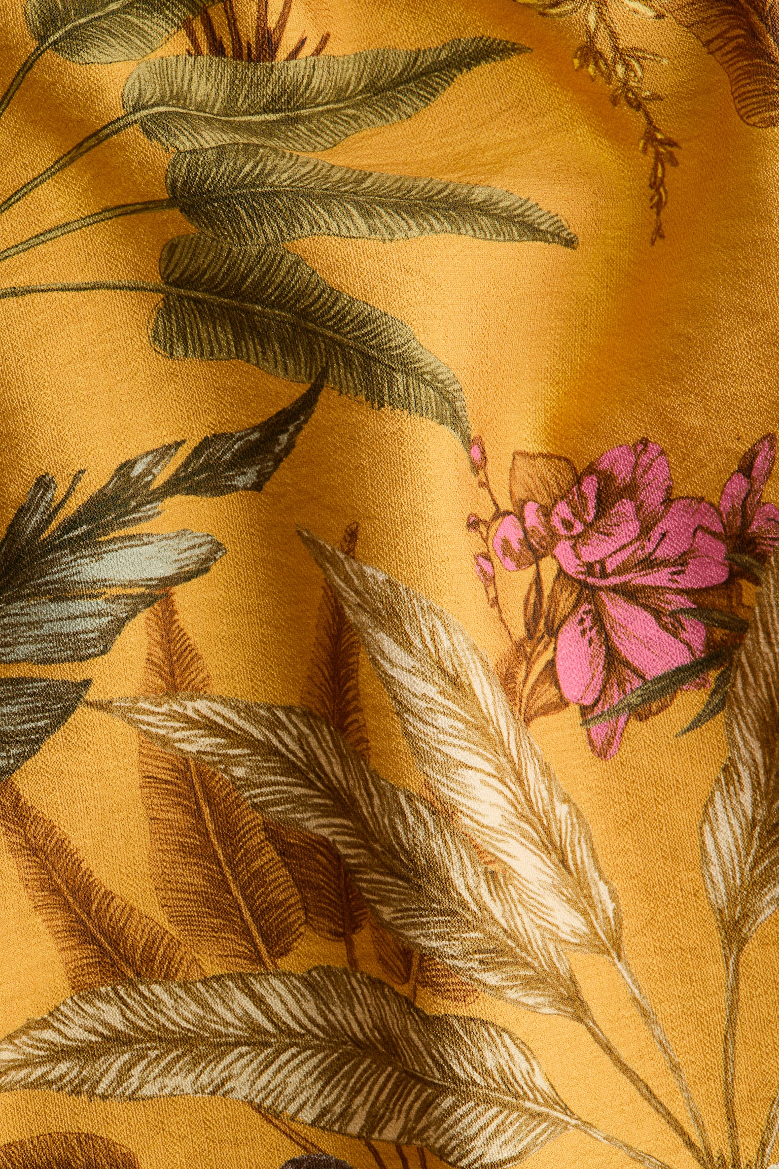 Vestido de tirantes Loose-fit - Amarillo oscuro/Plantas/Rosa tenue claro/Diseño - 5