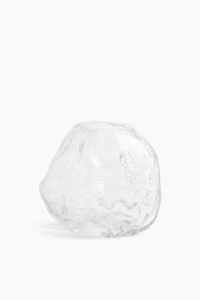 Small Textured Glass Vase - Transparent/Beige - 1