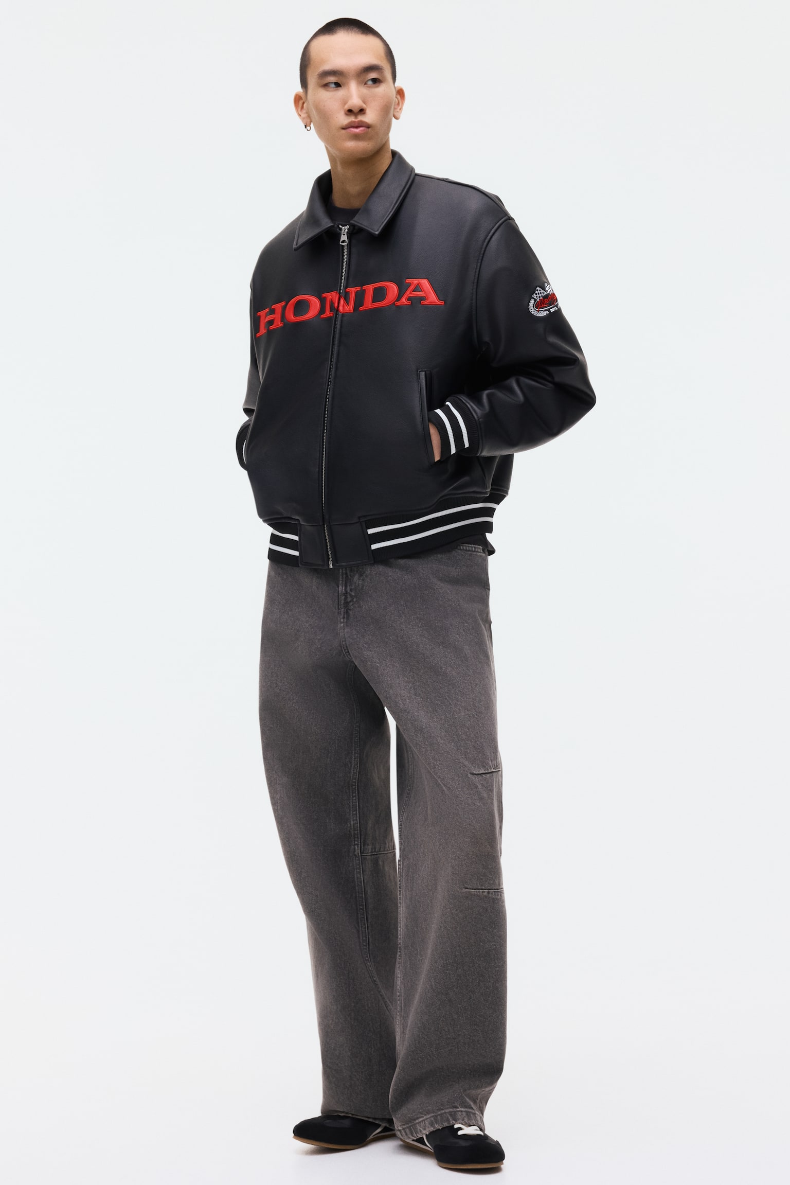 Motif-detail baseball jacket - 6