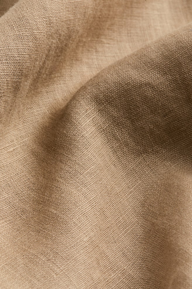 Morgenkåpe i vasket lin - Beige/Lys beige/Sort - 3