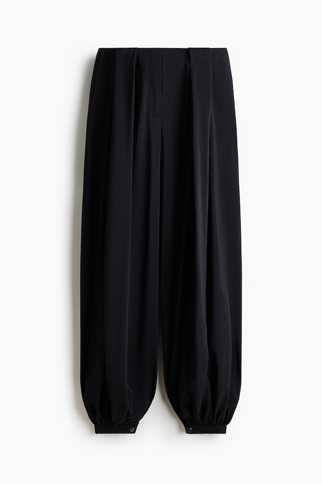 Balloon-leg modal trousers - Black/Light beige - 1