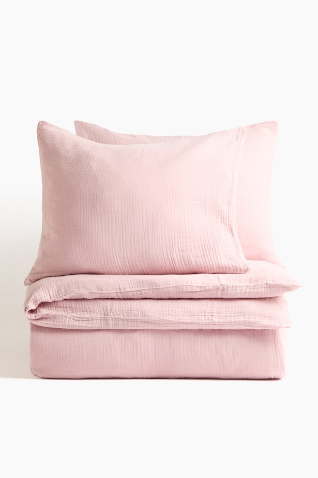 Muslin King/Queen Duvet Cover Set - Light pink/Dusty blue/Taupe/Green/Dusty pink/Dark brown/White/Light beige/Light taupe - 1